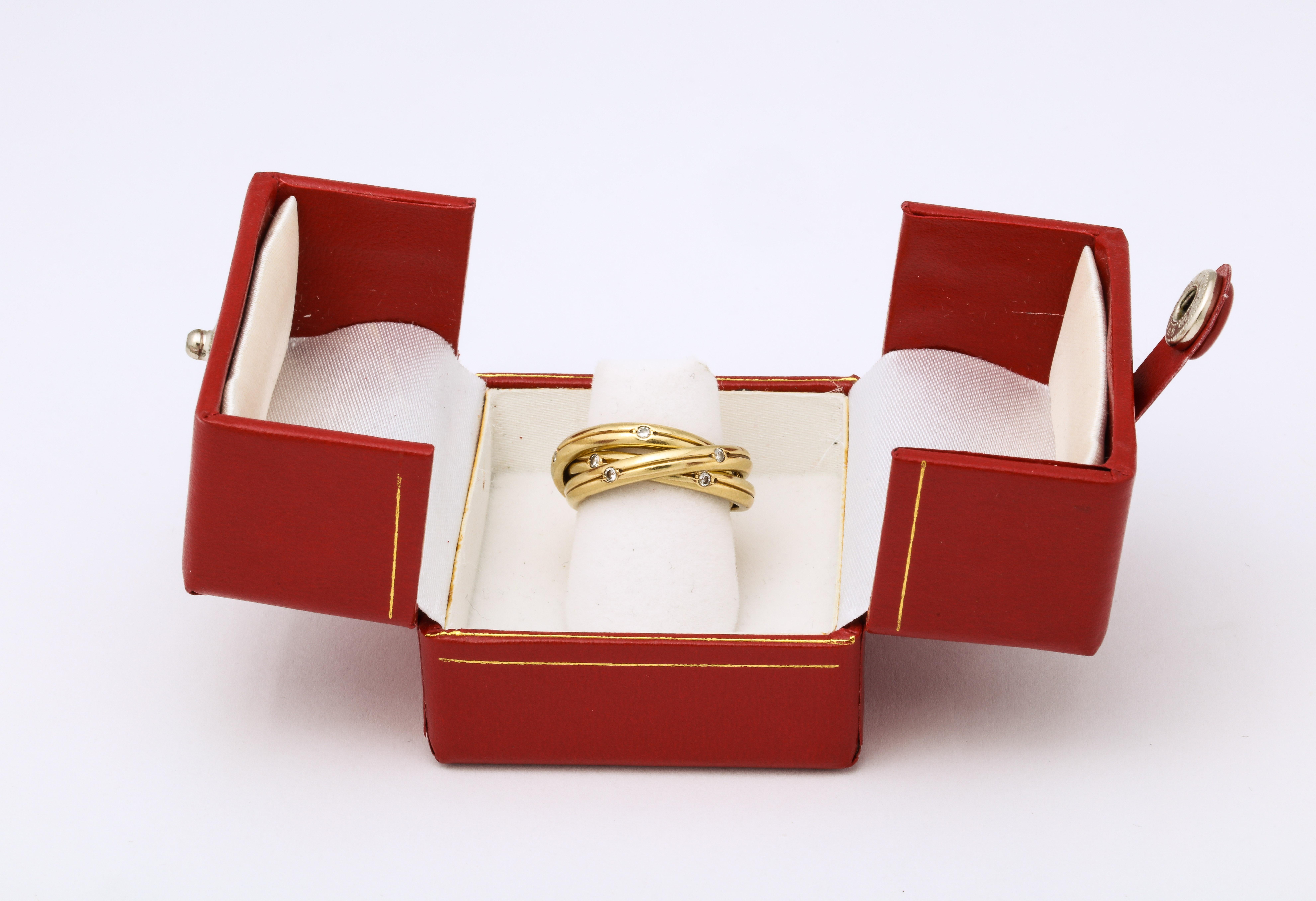 Modernist Cartier Paris Vintage Trinity Ring with Diamonds