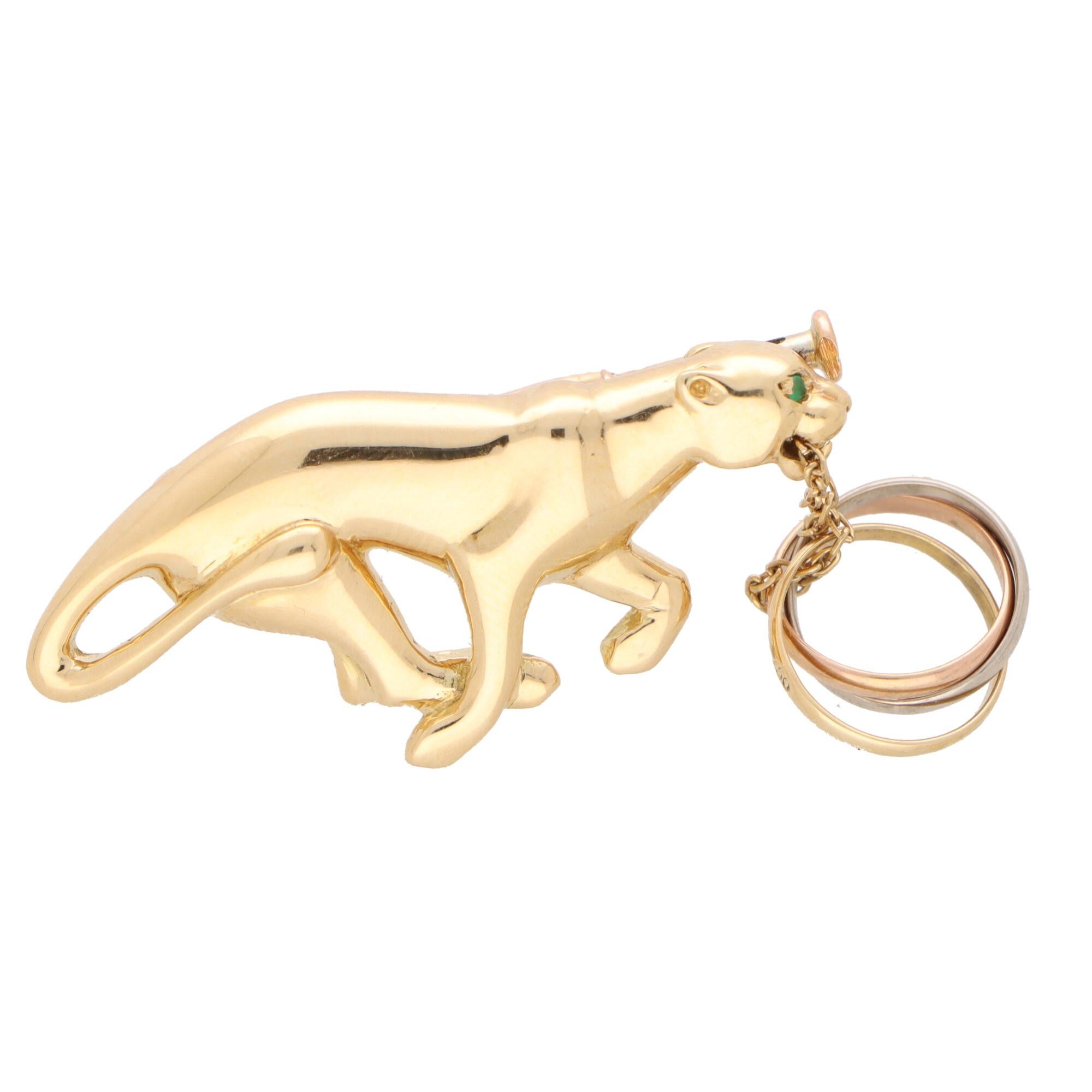 Vintage Cartier Trinity Running Panther Brooch in 18k Yellow Gold In Excellent Condition In London, GB