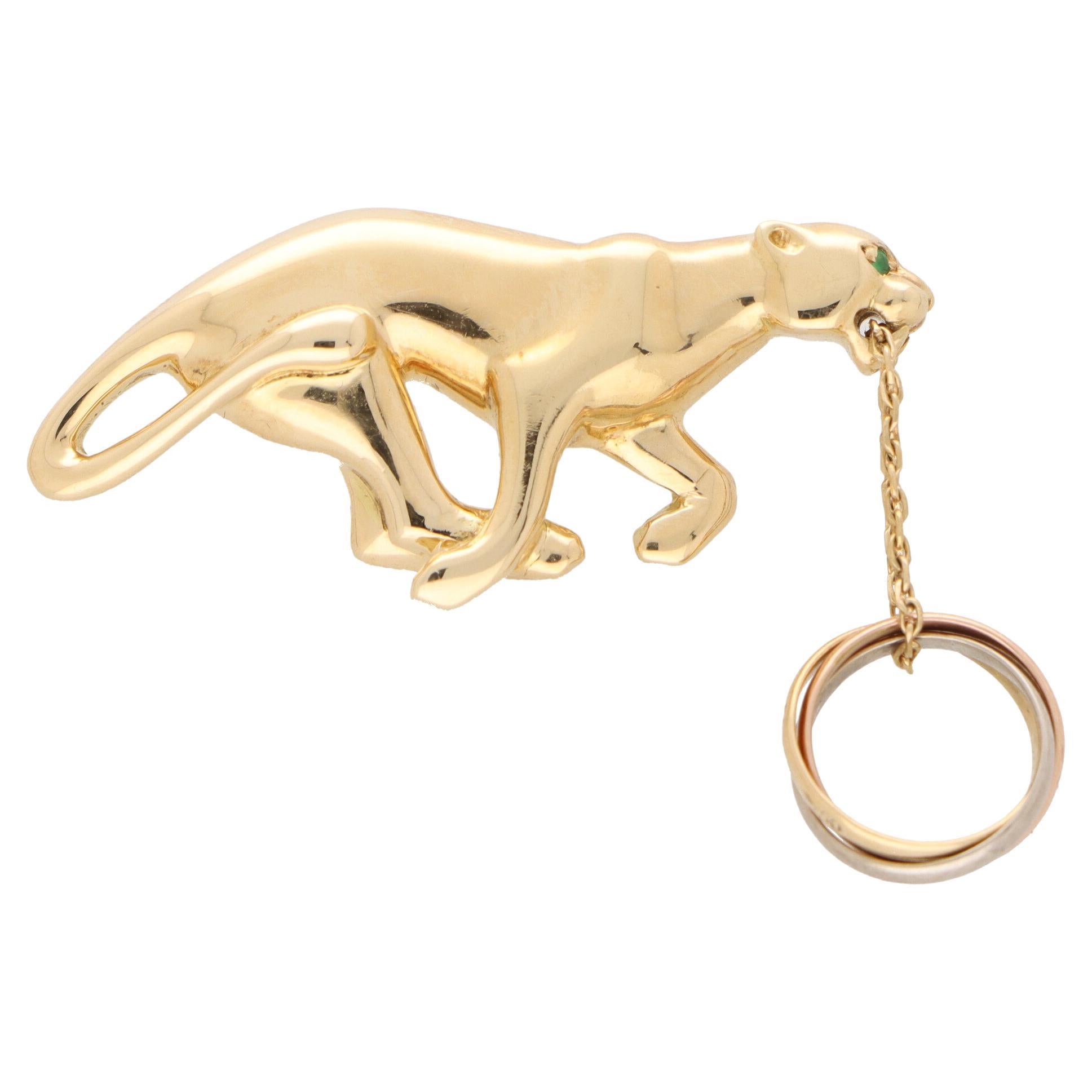 Vintage Cartier Trinity Running Panther Brooch in 18k Yellow Gold