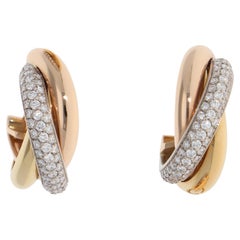Orecchini a cerchio con diamanti semiperlati Cartier Trinity d'epoca