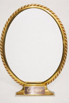 Vintage Cartier "Trinity" Table Mirror Silver Gold and Rose Plated, France 1970