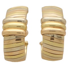 Retro Cartier Trinity Tri-Color Gold Hoop Earrings Set in 18k Gold