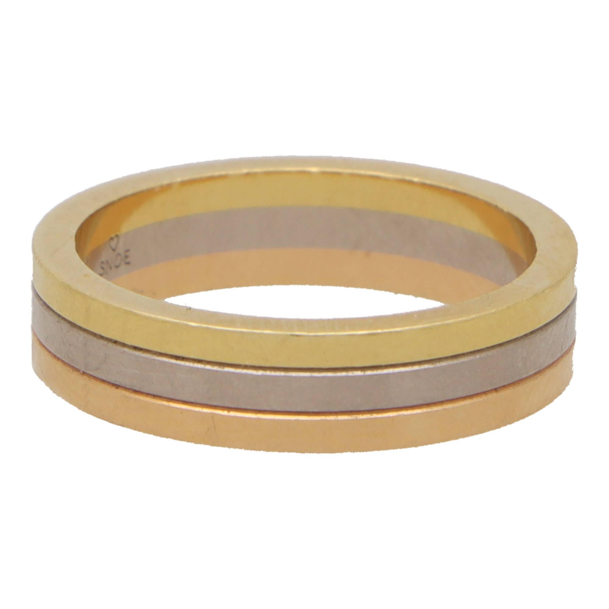 Cartier Trinity 'Vendome Louis' 18 Karat dreifarbiger Goldbandring, Vintage für Damen oder Herren