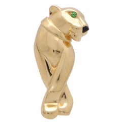 Vintage Cartier Tsavorite Garnet Panther Pin/Brooch Set in 18k Yellow Gold
