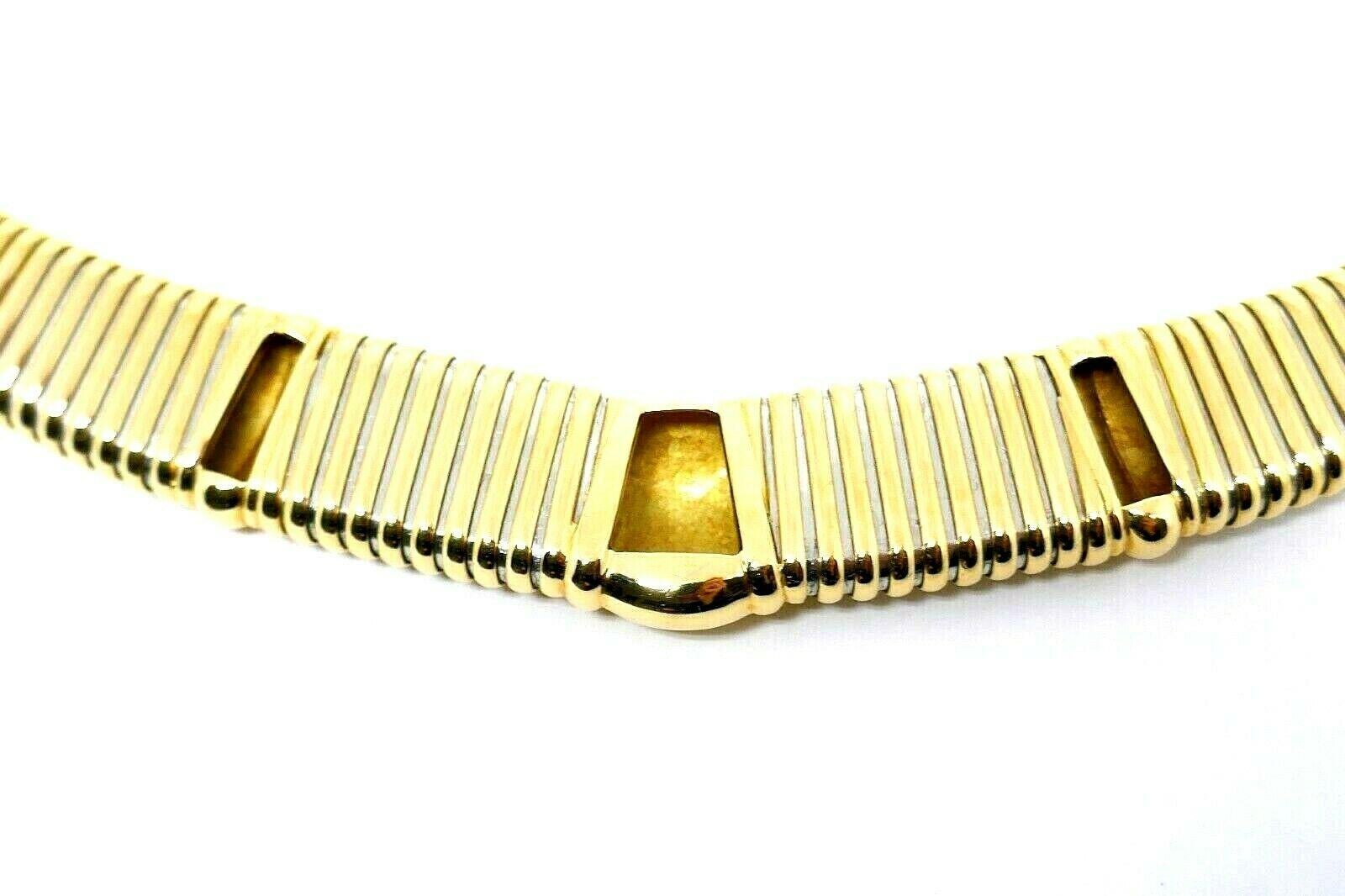 Vintage Cartier Tubogas Yellow Gold Stainless Steel Necklace 1