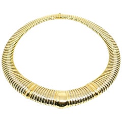 Vintage Cartier Tubogas Yellow Gold Stainless Steel Necklace