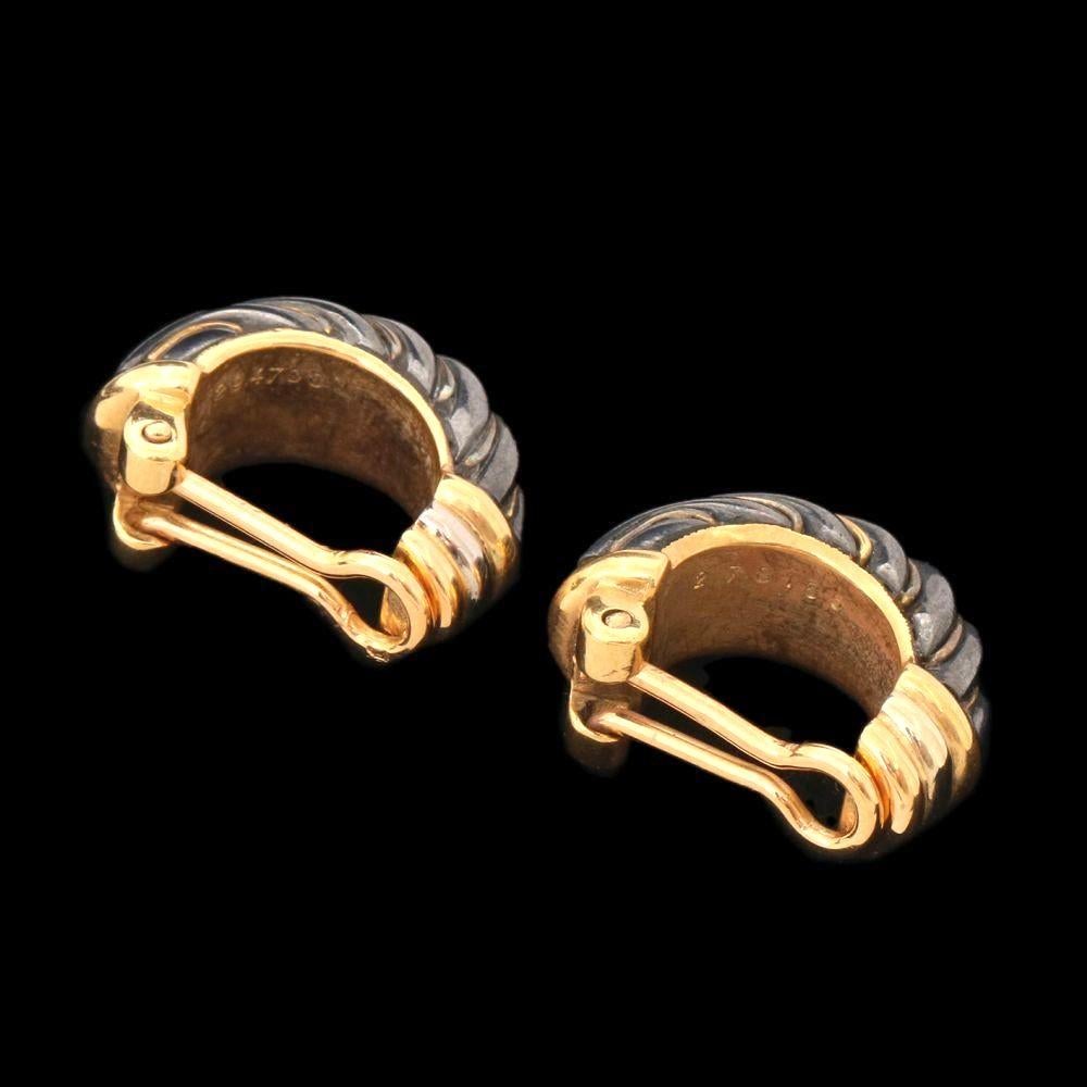 Cartier Two Color Eighteen Karat Yellow White Gold Lever Back Earrings 5