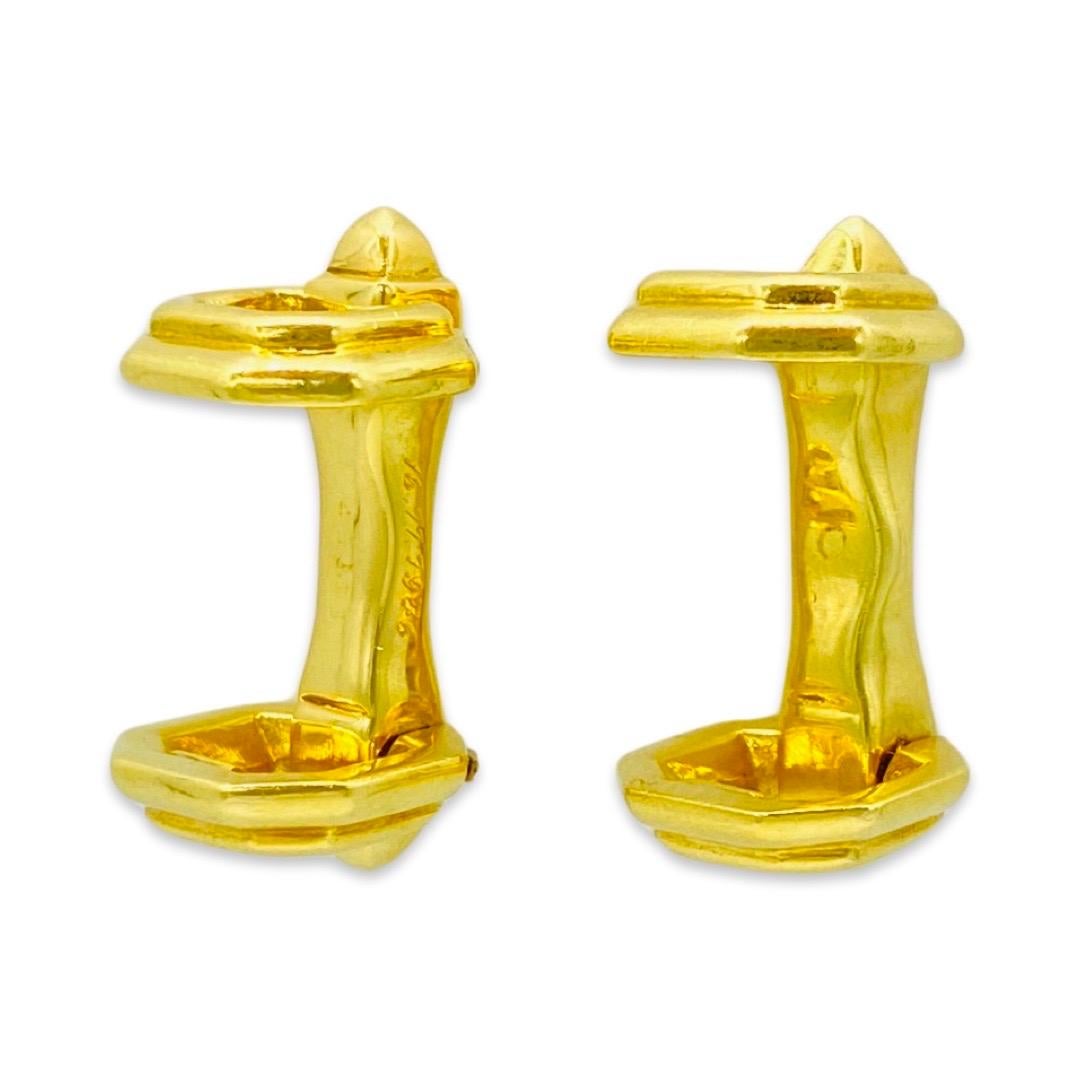 Vintage Cartier Two Step Pyramid Cufflinks 18k Gold For Sale 9