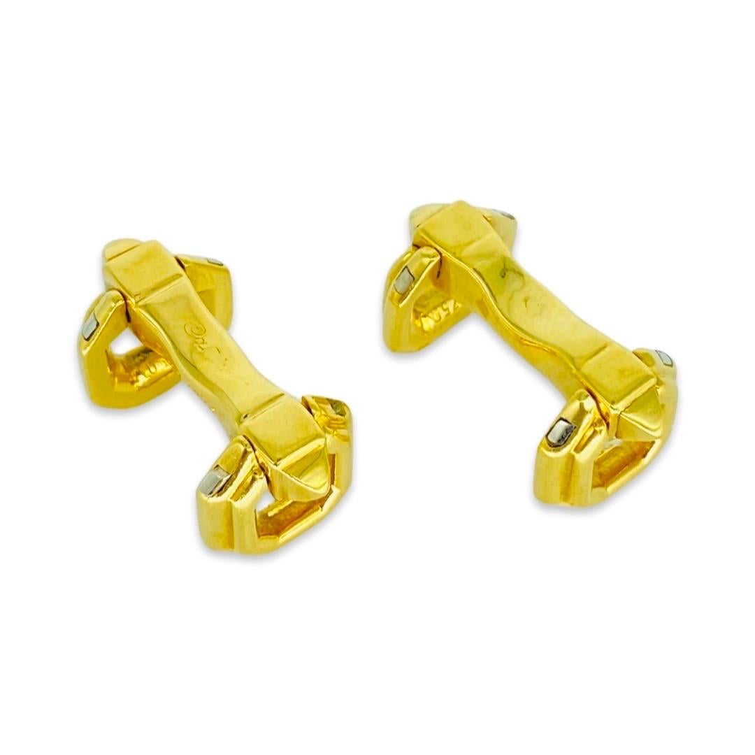 Vintage Cartier Two Step Pyramid Cufflinks 18k Gold For Sale 1