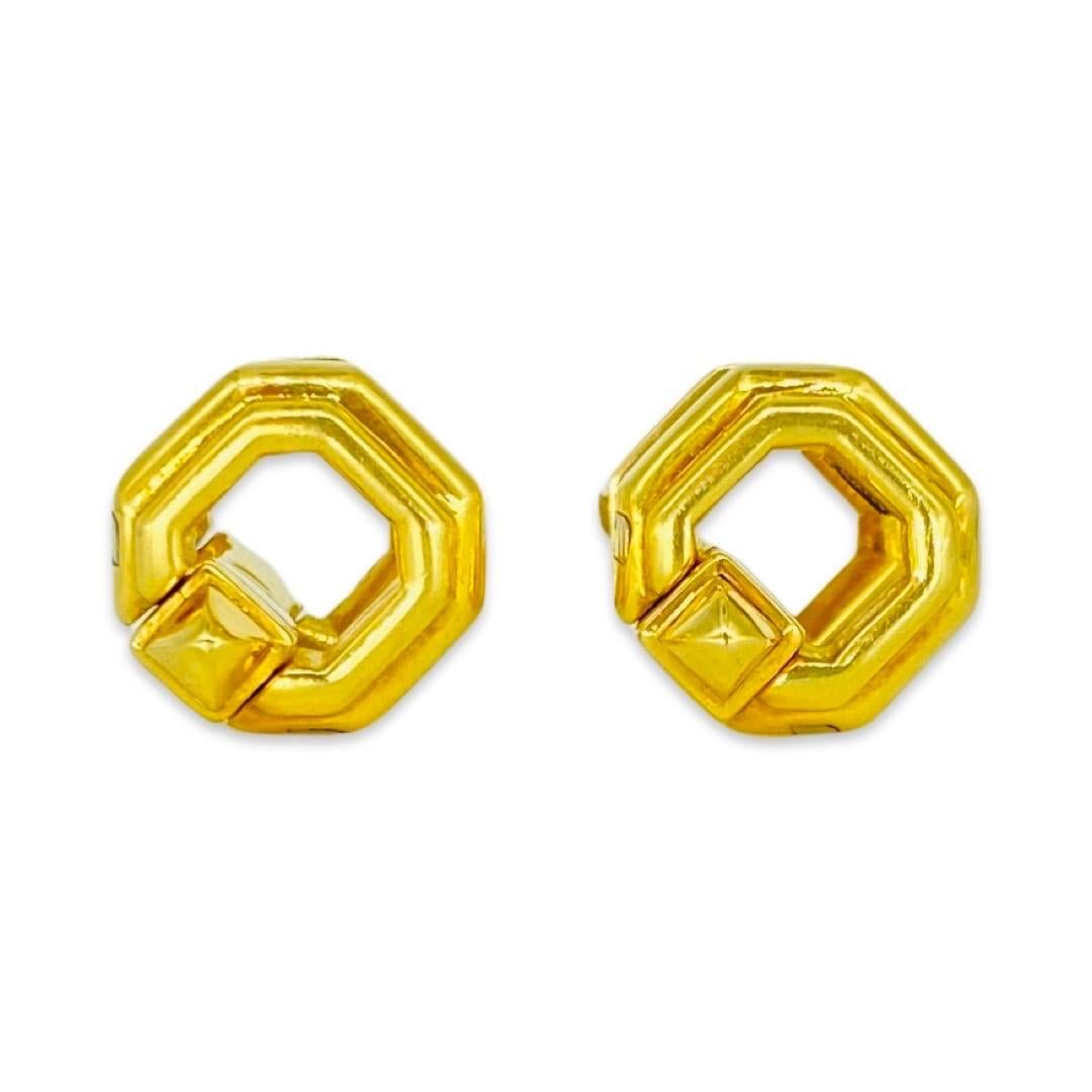 Vintage Cartier Two Step Pyramid Cufflinks 18k Gold For Sale 2