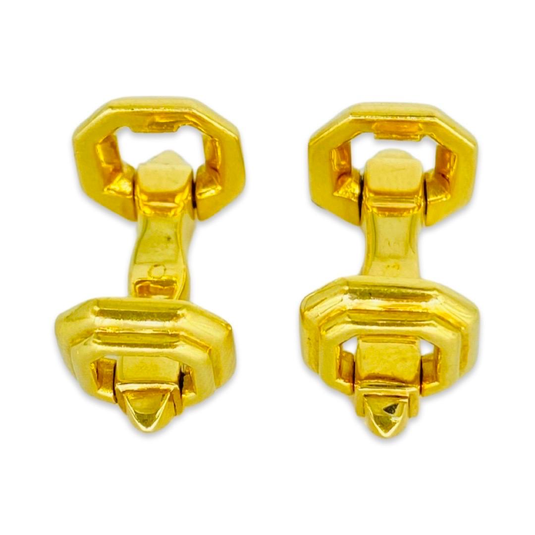 Vintage Cartier Two Step Pyramid Cufflinks 18k Gold For Sale 4