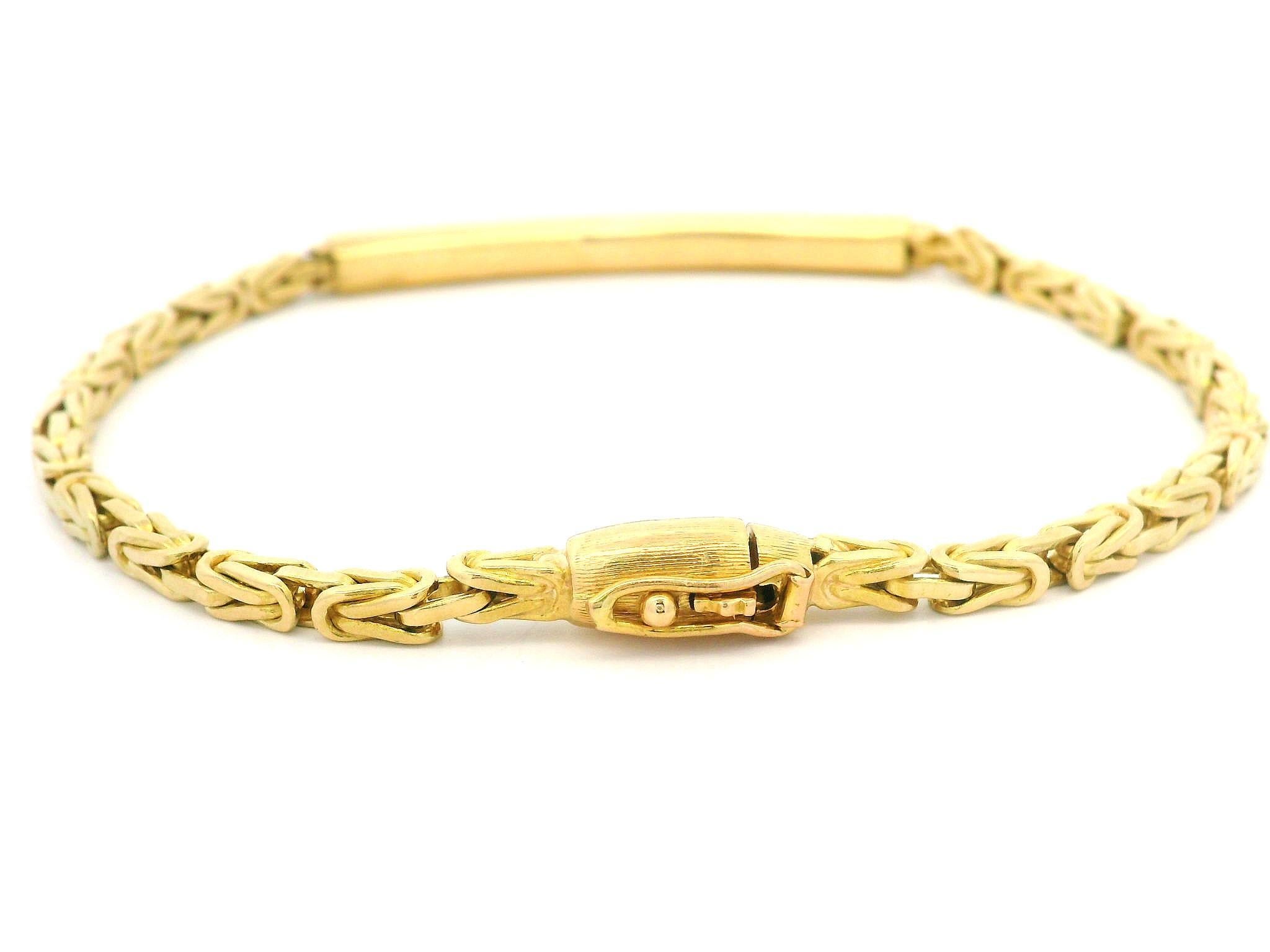 Vintage Cartier Unisex 18k Yellow Gold Engravable ID Bar Byzantine Link Bracelet 1