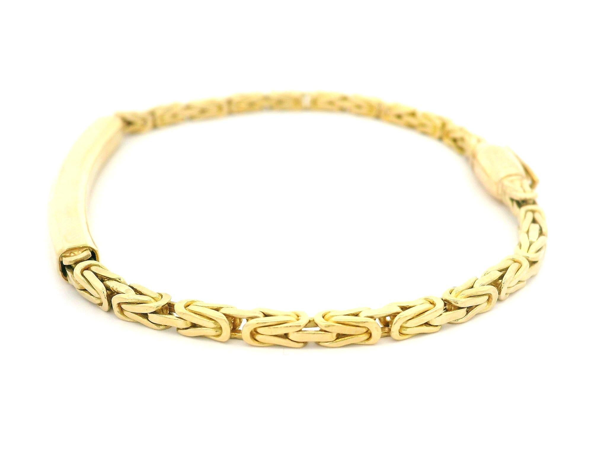 Vintage Cartier Unisex 18k Yellow Gold Engravable ID Bar Byzantine Link Bracelet 2