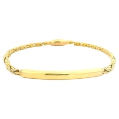 Vintage Cartier Unisex 18k Yellow Gold Engravable ID Bar Byzantine Link Bracelet