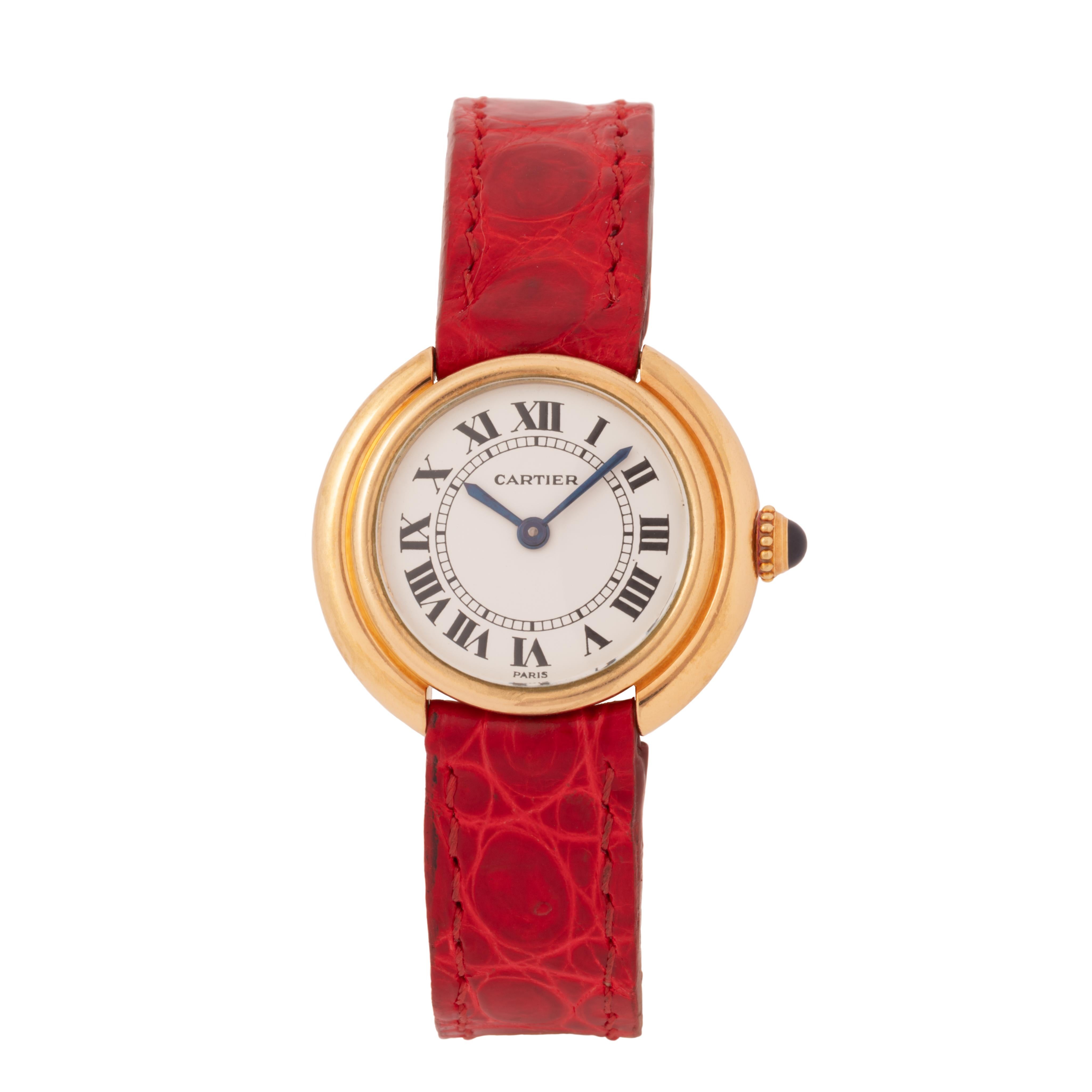 Vintage Cartier Vendome 18 Karat Gelbgold Modell 67080 auf Faltschnalle, Vintage (Modernistisch) im Angebot