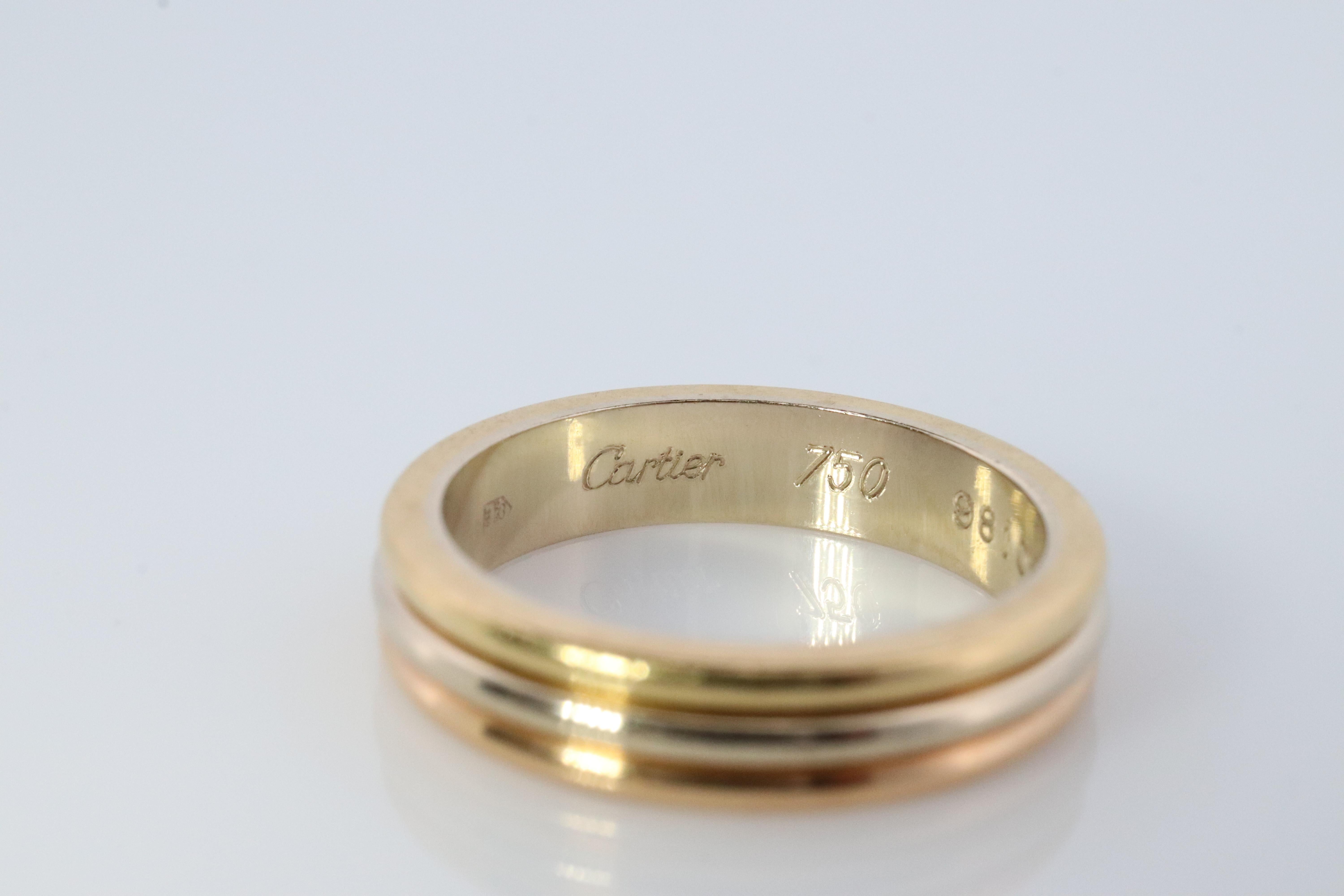 Women's Vintage CARTIER Vendome 18k 750 Tricolor Trinity Ring. Must de Cartier Band