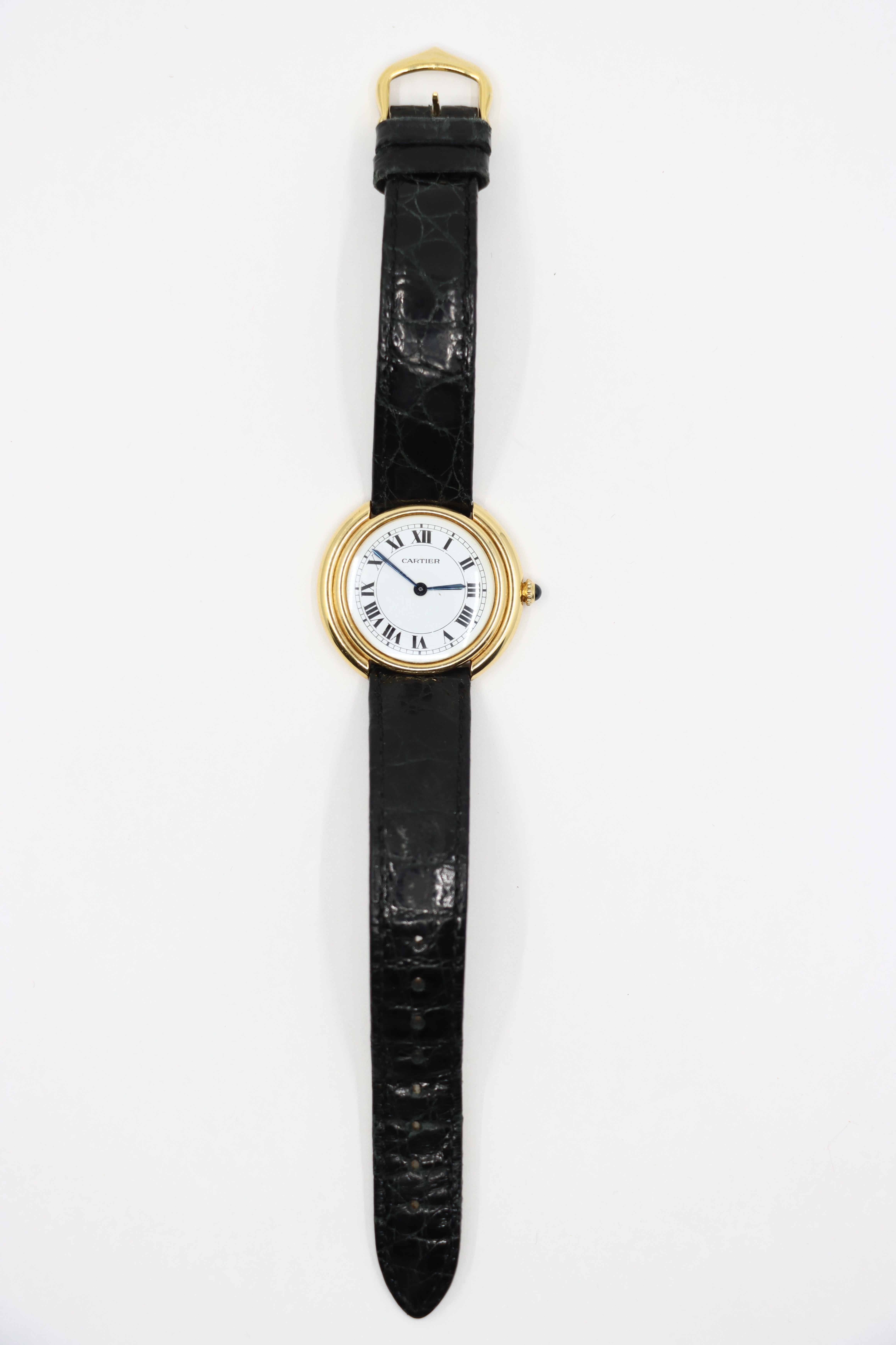 Reloj vintage Cartier Vendome de oro de 18 quilates 10