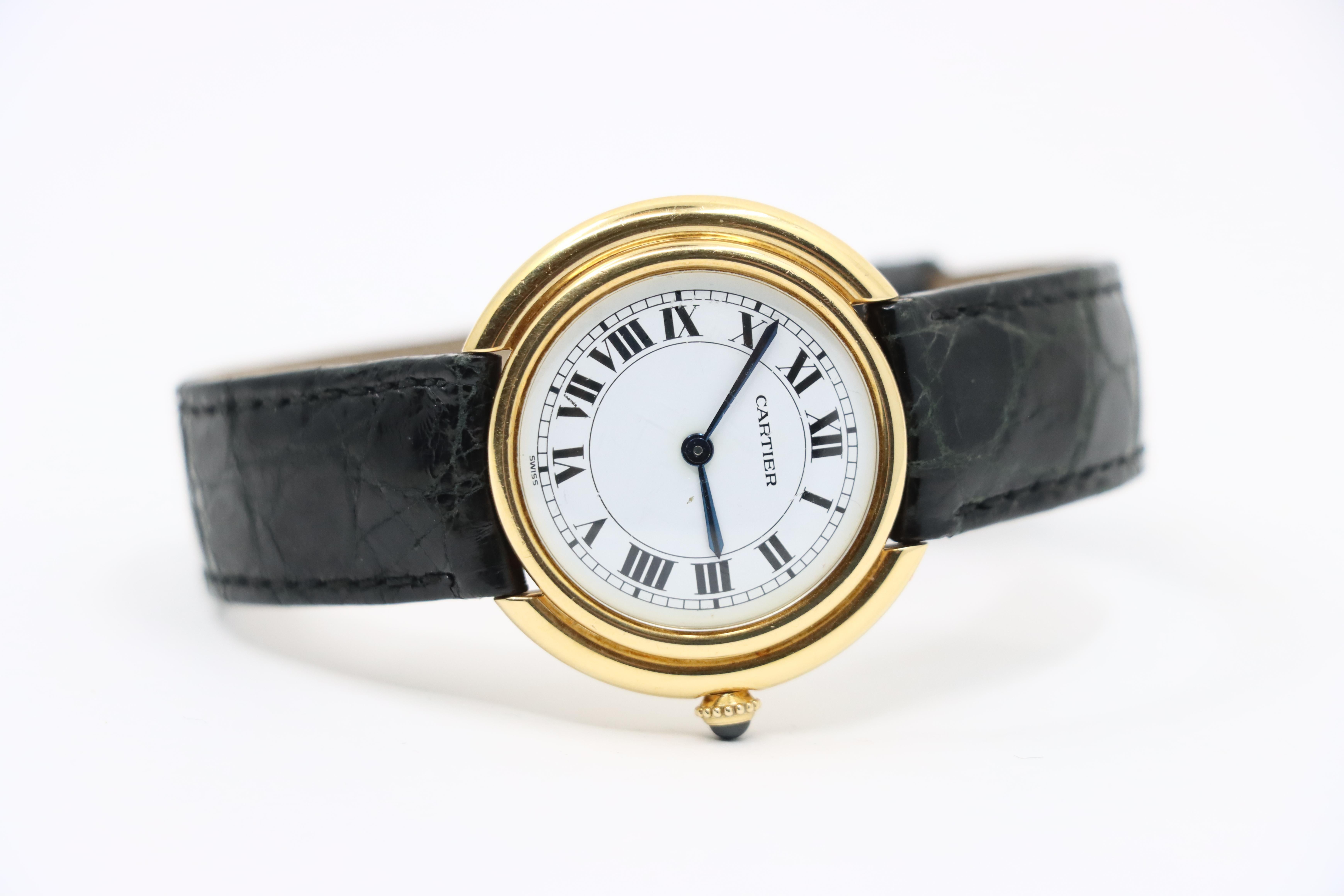 Reloj vintage Cartier Vendome de oro de 18 quilates en Bueno Estado en Flushing, NY