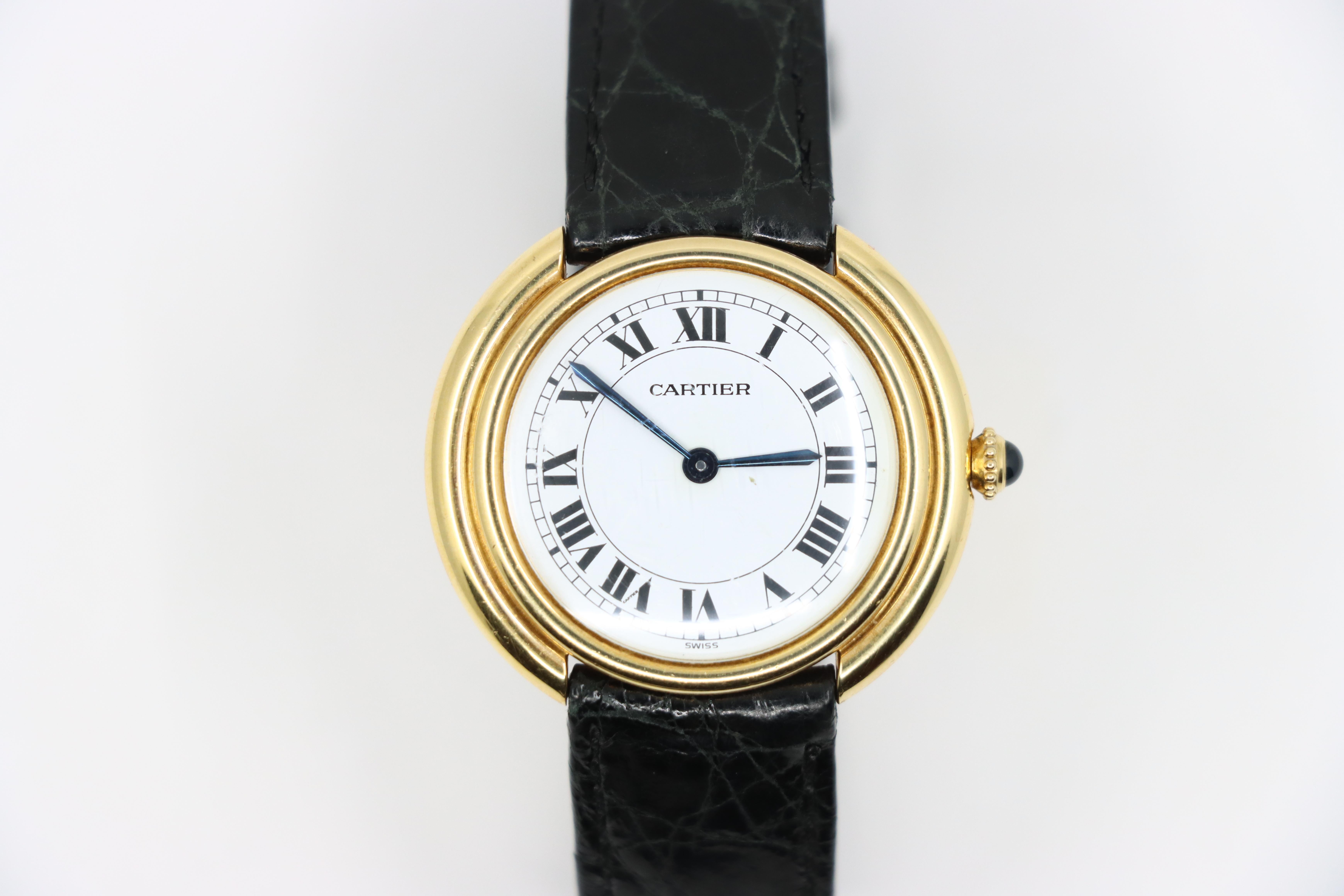 Femenino o masculino Reloj vintage Cartier Vendome de oro de 18 quilates