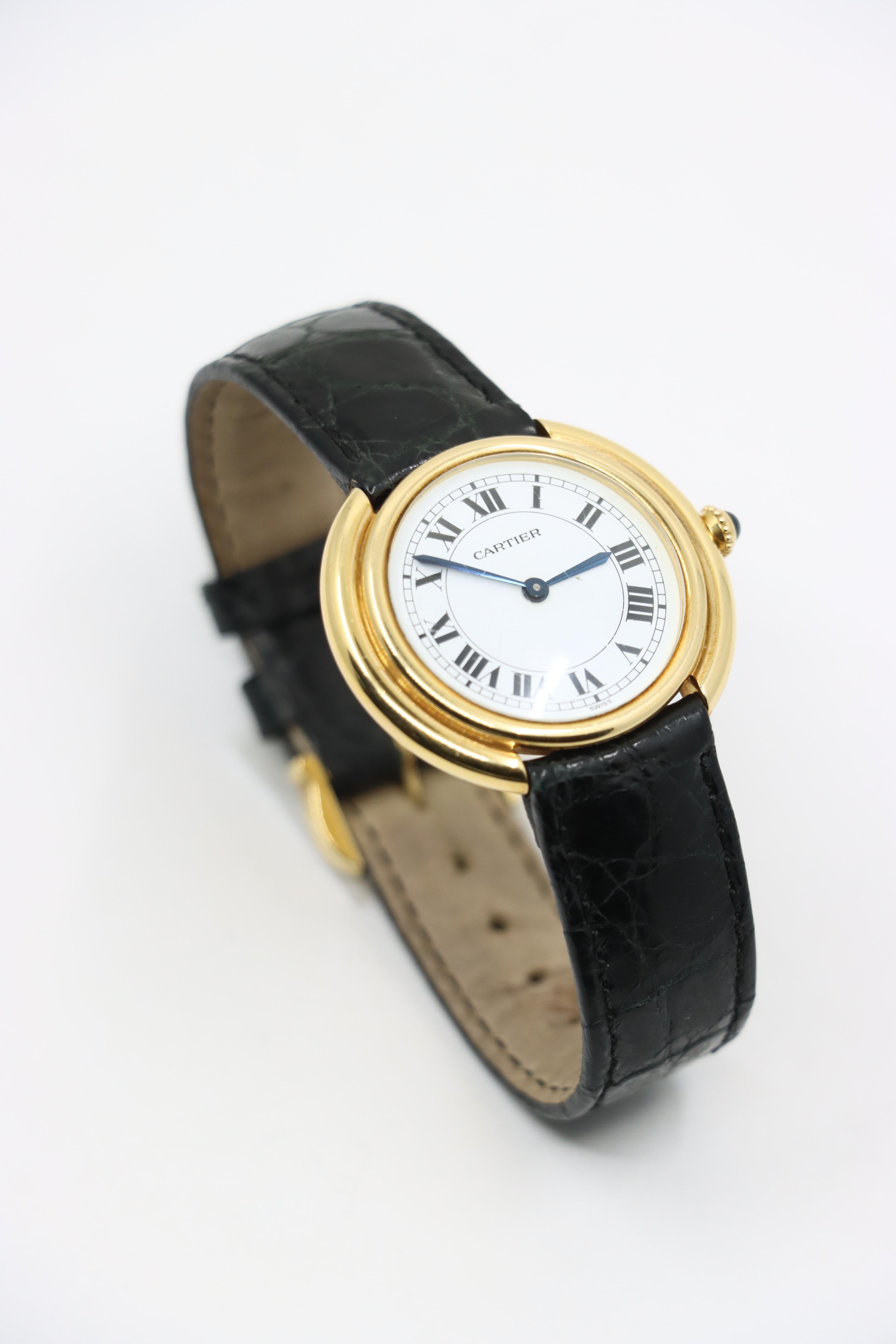Reloj vintage Cartier Vendome de oro de 18 quilates 1