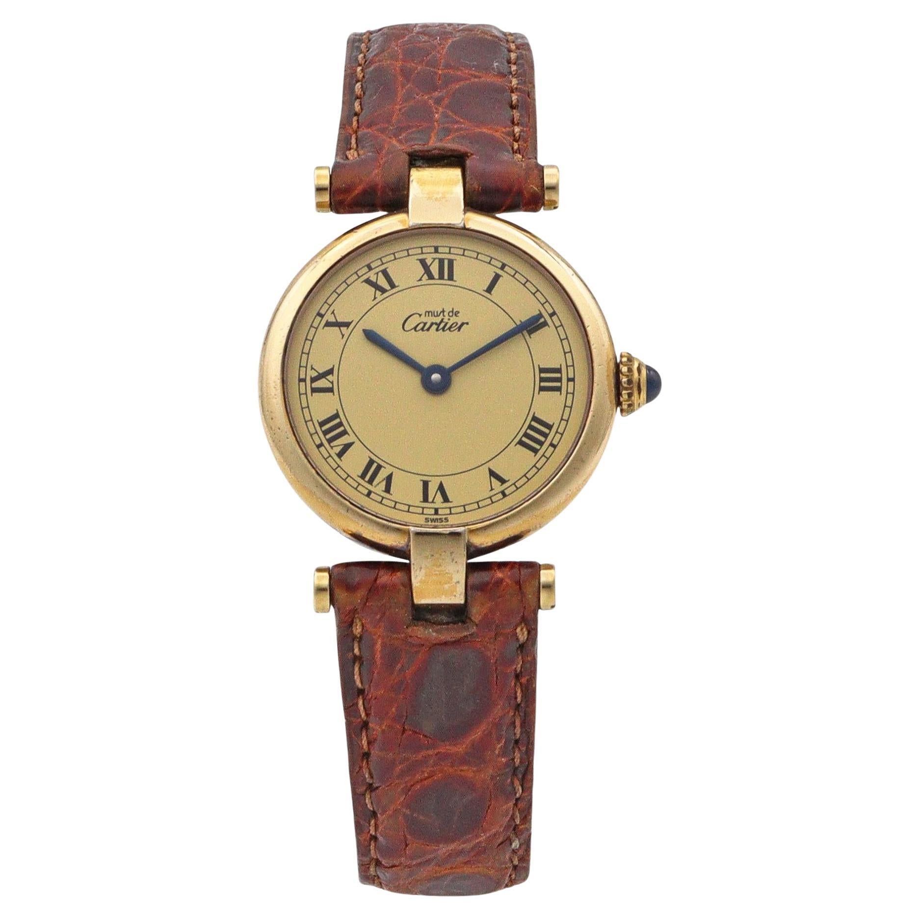 Montre Femme Vintage Cartier Vendome Vermeil Quartz Ref. 590004