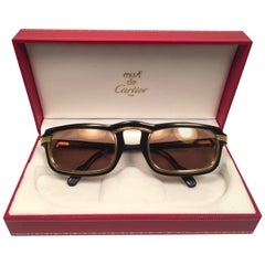 Vintage Cartier Vertigo Gold and Black 52MM Sunglasses France, 1991