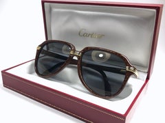Lunettes de soleil vintage Cartier Vitesse Brown Jaspe 58MM 18K Gold Plated France