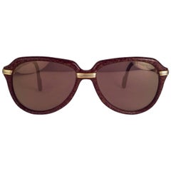Vintage Cartier Vitesse Brown Jaspe 58MM 18K Gold Plated Sunglasses France
