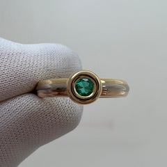 Vintage Cartier Vivid Emerald Round 18k Tricolour Multi Tone Gold Solitaire Ring
