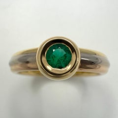Cartier Vivid Smaragd Runder 18k Tricolour Mehrfarbiger Gold Solitär Ring