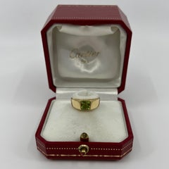 Vintage Cartier Vivid Green Peridot 18k Yellow Gold Tank Band Solo Band Ring