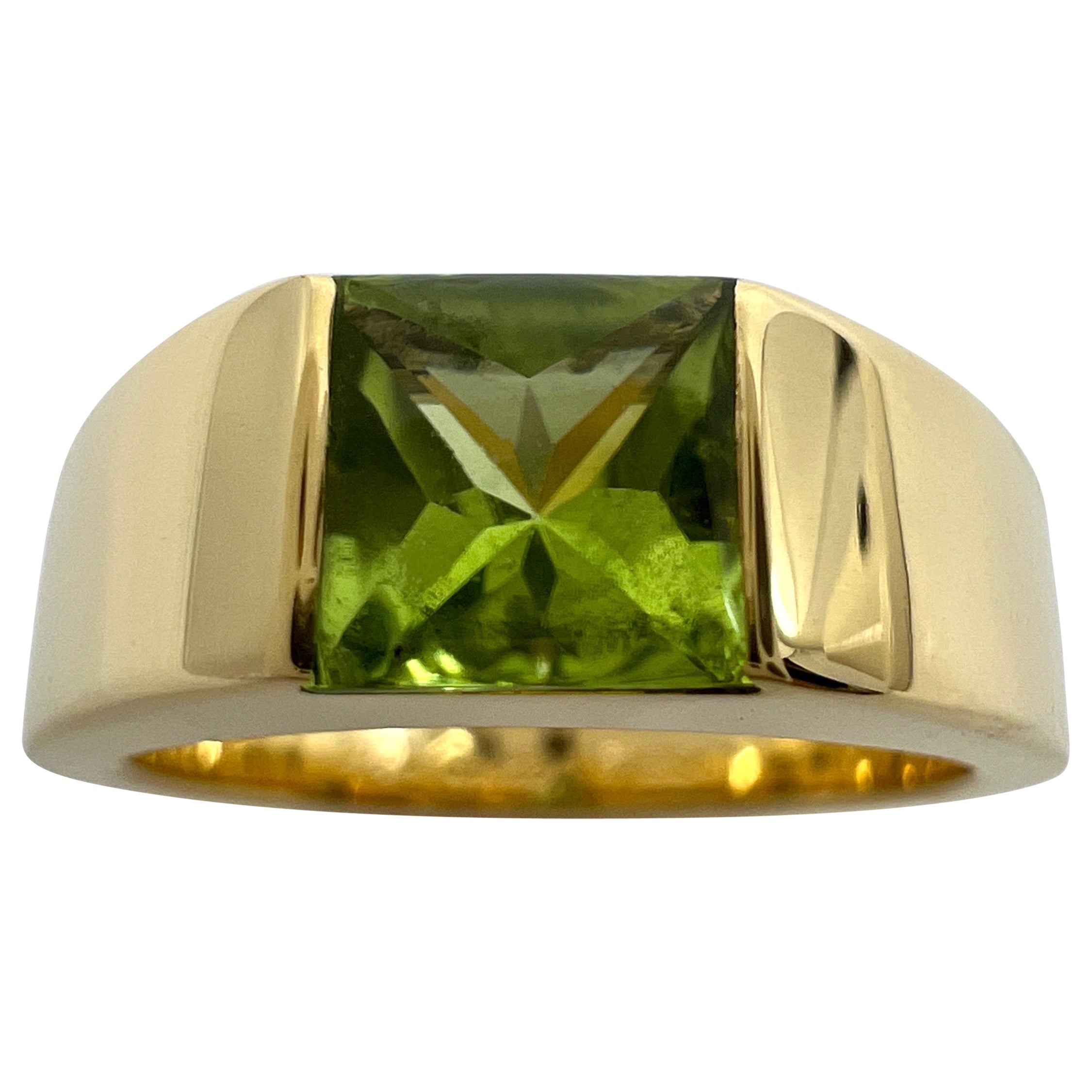 Vintage Cartier Vivid Green Peridot 18k Gelbgold Tank Band Solo Band Ring