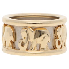 Vintage Cartier Walking Elephant Ring in Yellow and White Gold