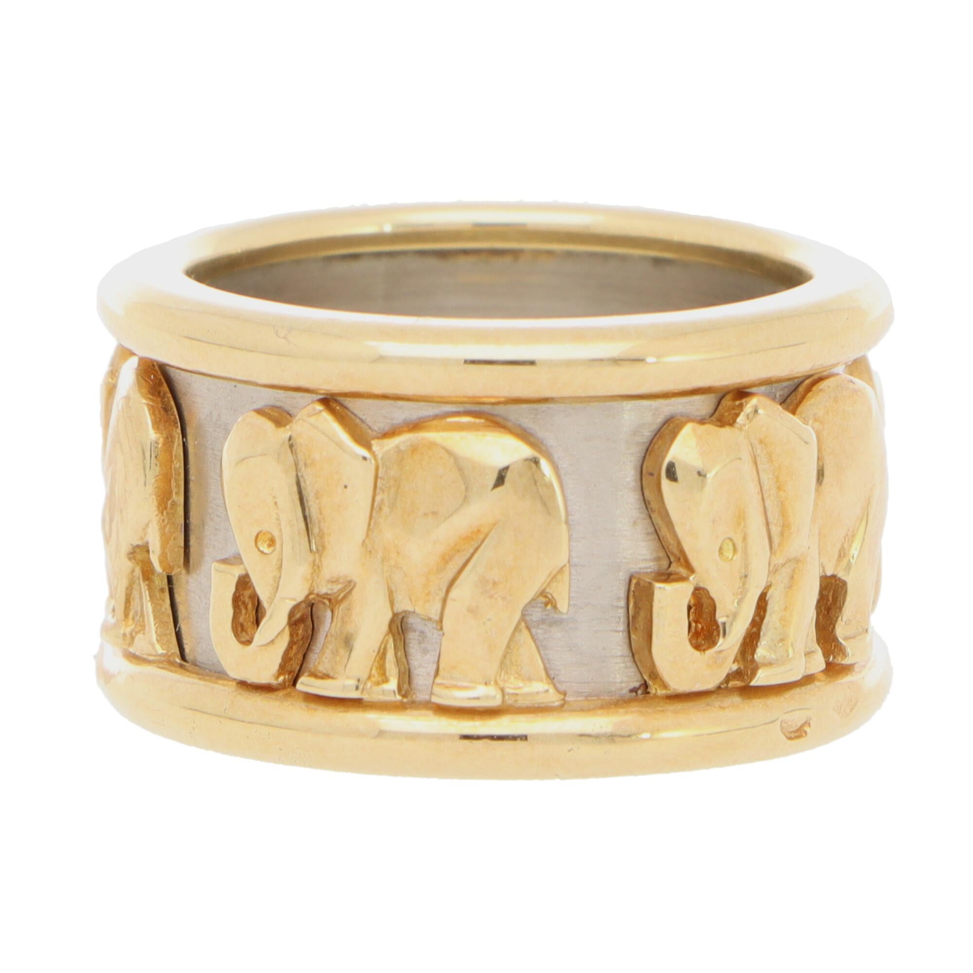 solid 18k white gold elephant ring