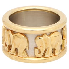 Cartier, bague vintage Walking Elephant en or jaune et blanc 18 carats, sertie