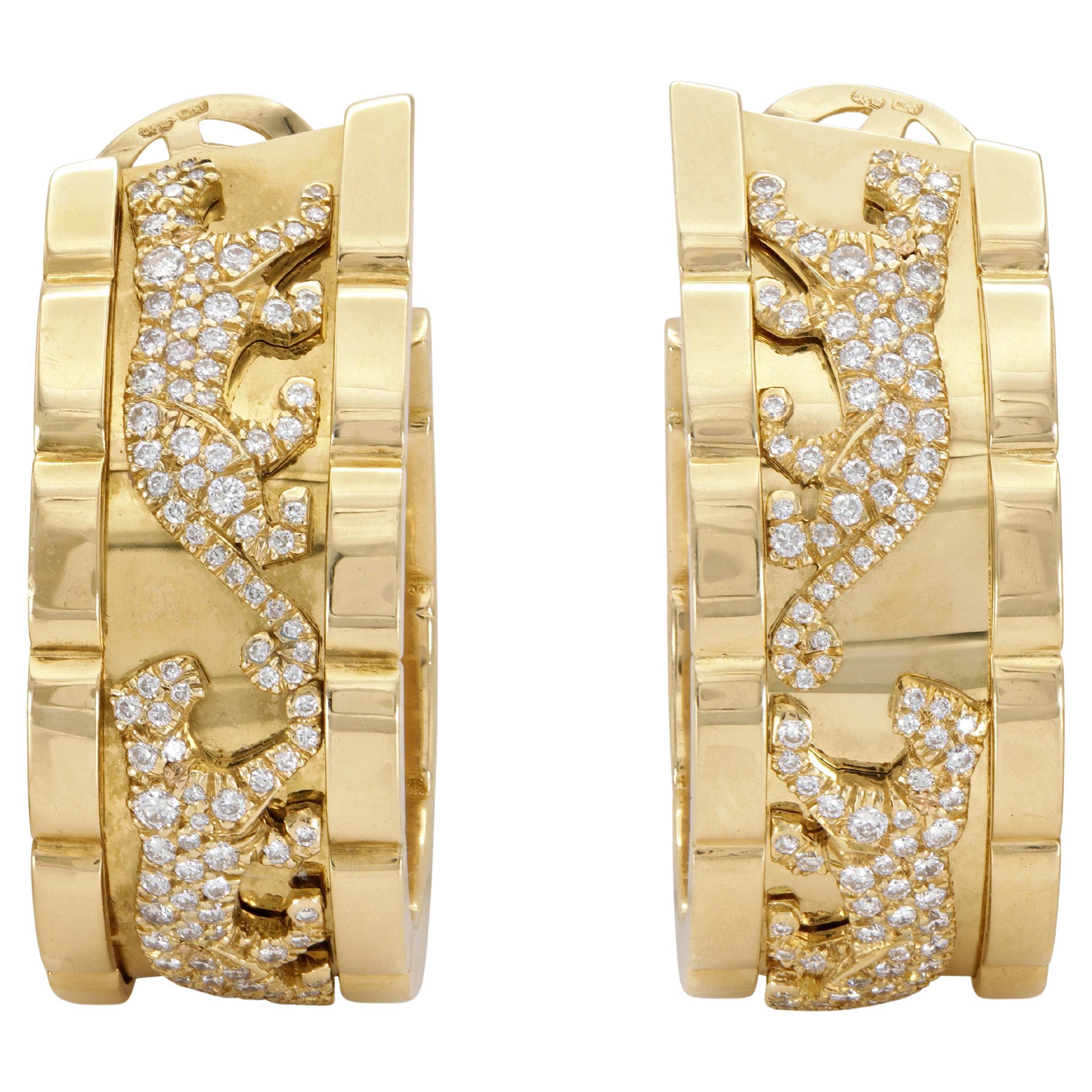 Pendientes de aro Cartier Vintage Walking Panthere con diamantes