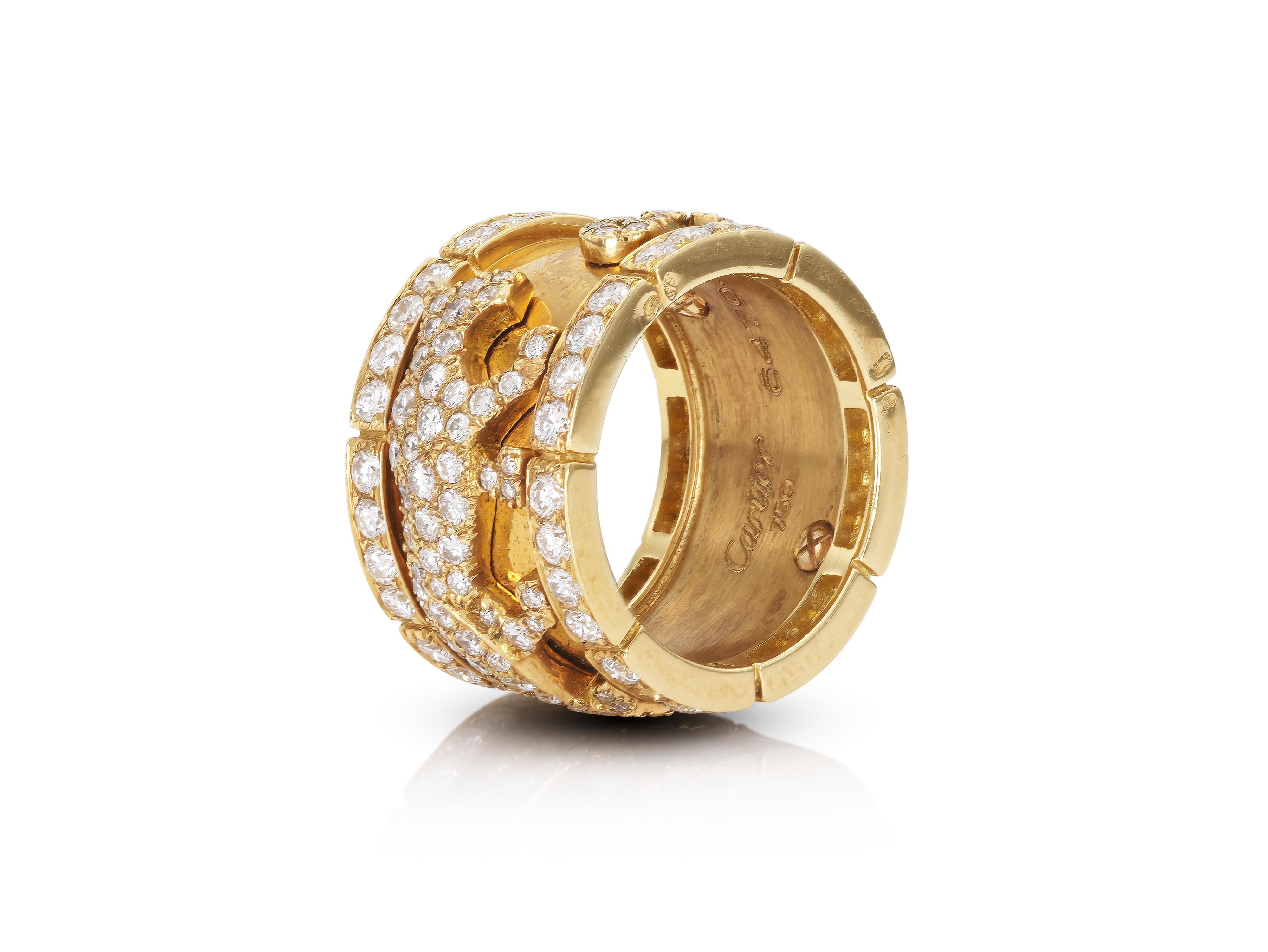 Taglio rotondo Anello Cartier Walking Panthere d'epoca con diamanti in vendita