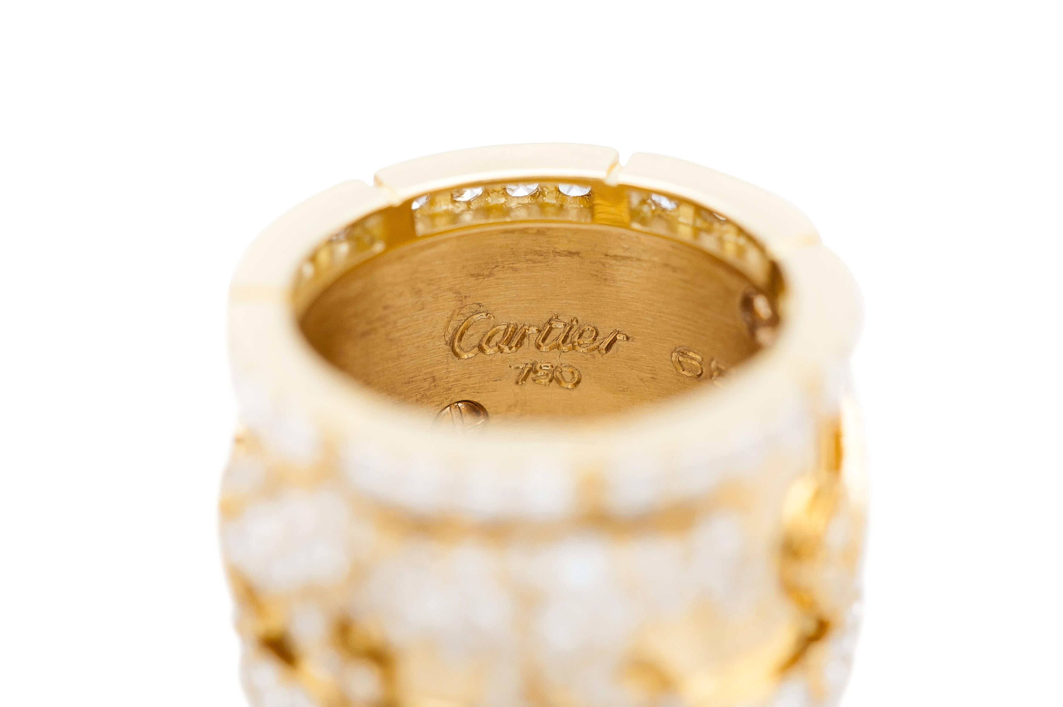 Round Cut Vintage Cartier Walking Panthere Ring with Diamonds For Sale