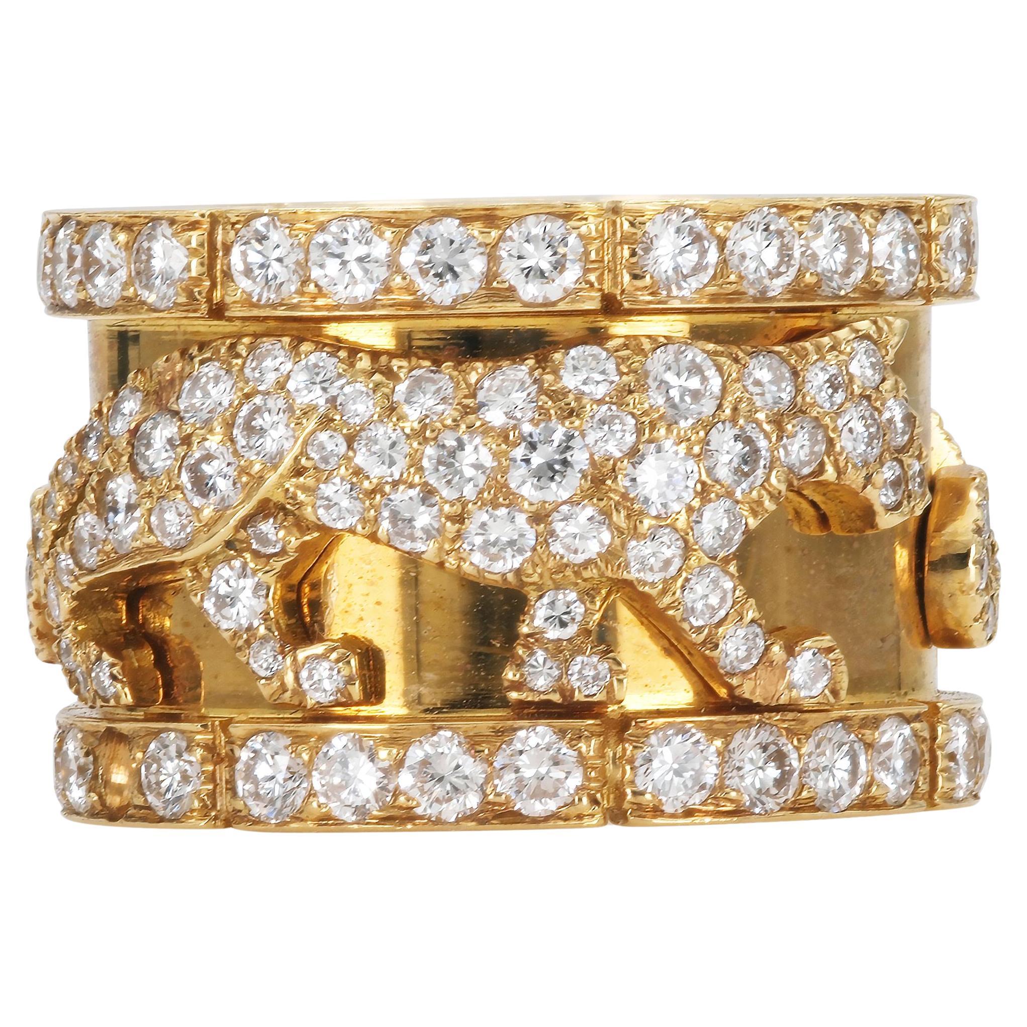 Vintage Cartier Walking Panthere Ring with Diamonds
