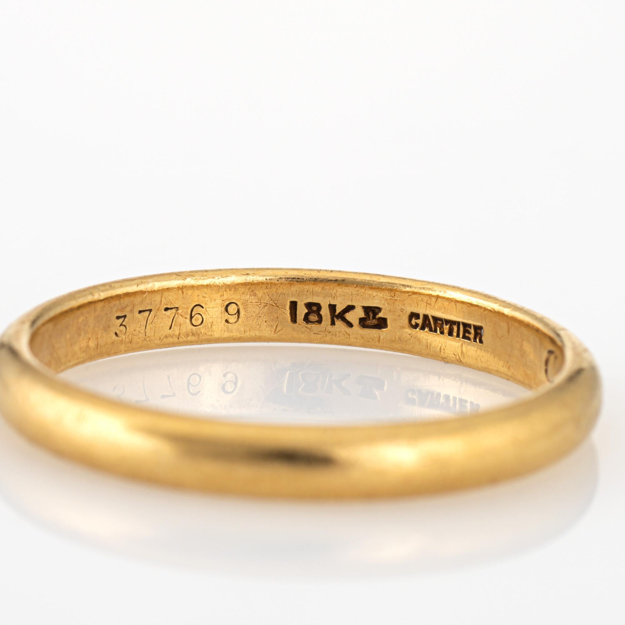 Bague de mariage vintage Cartier en or jaune 18 carats avec anneau de 3 mm, taille 10,25  Pour femmes en vente