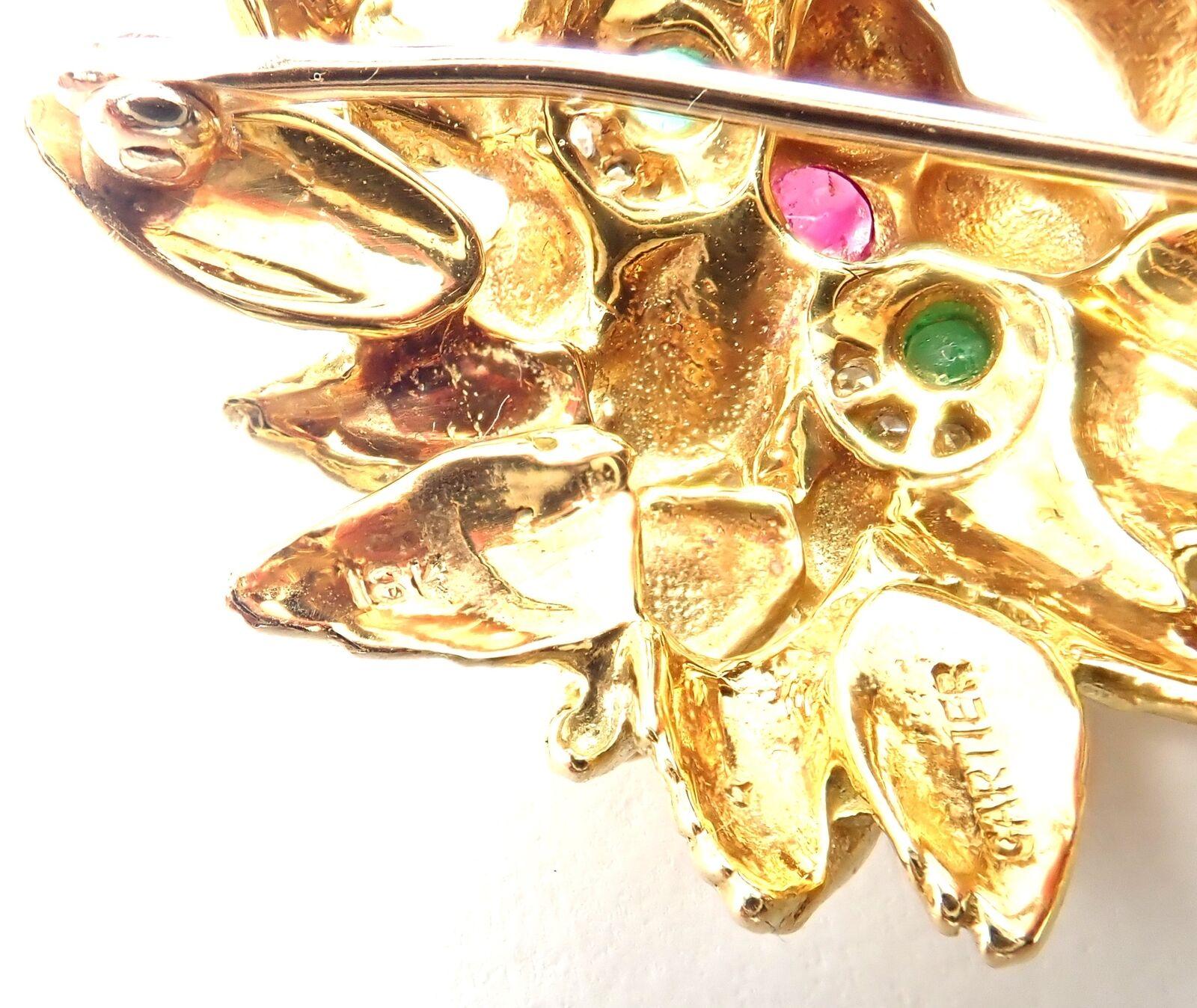 Vintage Cartier Whimsical Dragon Lion Diamond Ruby Emerald Pin Brooch For Sale 4