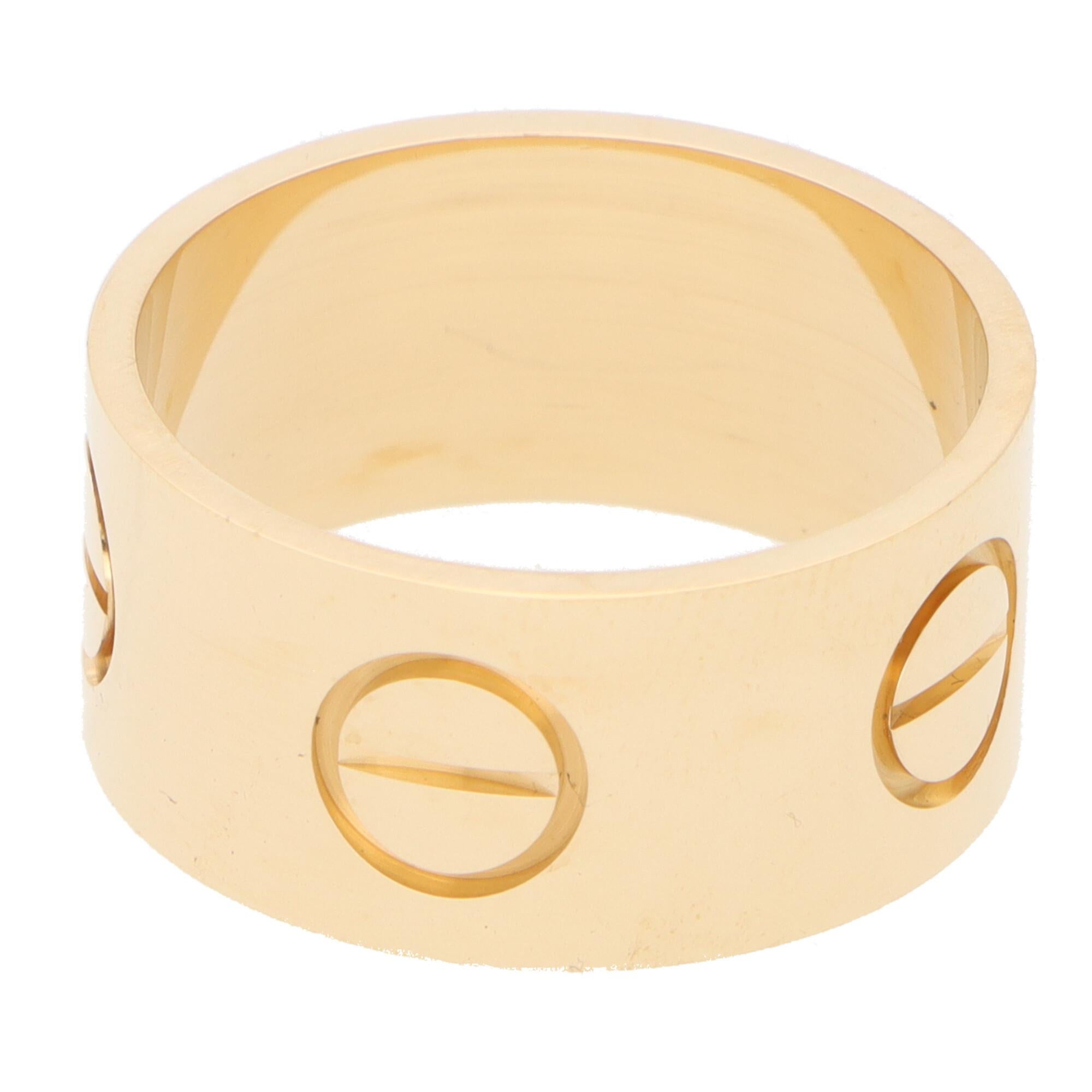 Modern Vintage Cartier Wide Love Ring in 18k Yellow Gold
