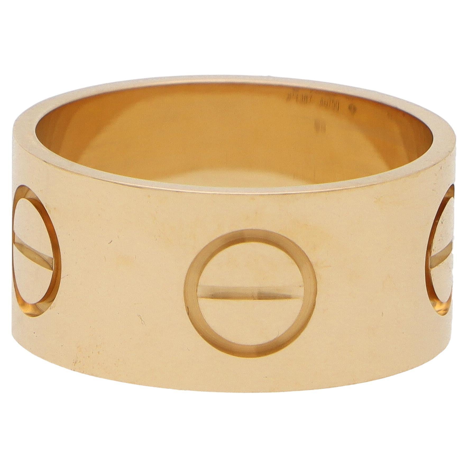 Vintage Cartier Wide Love Ring in 18k Yellow Gold