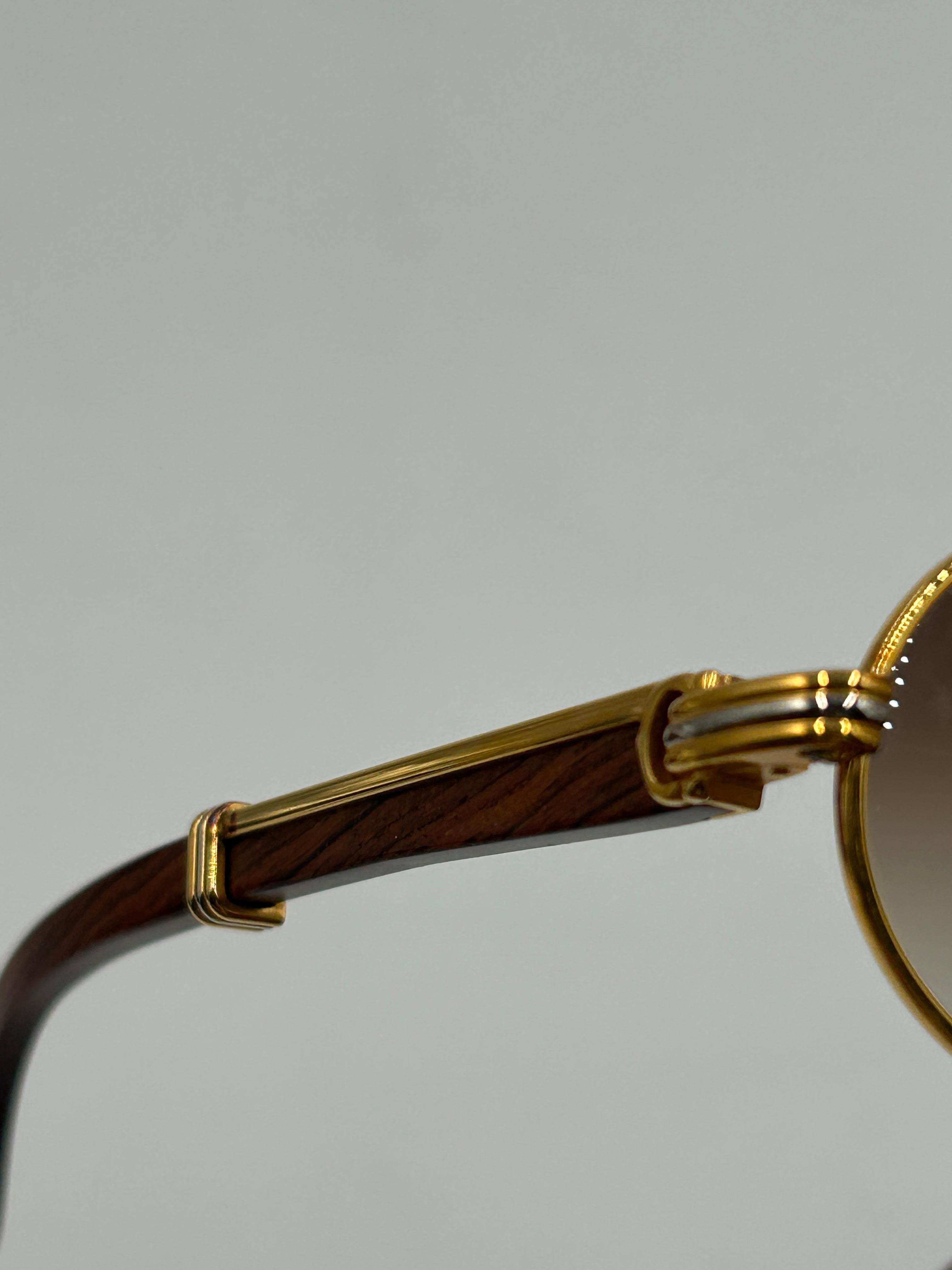 Vintage Cartier Wood Auteuil Gold und Edelholz braun Ombré Lens Sonnenbrille im Angebot 5
