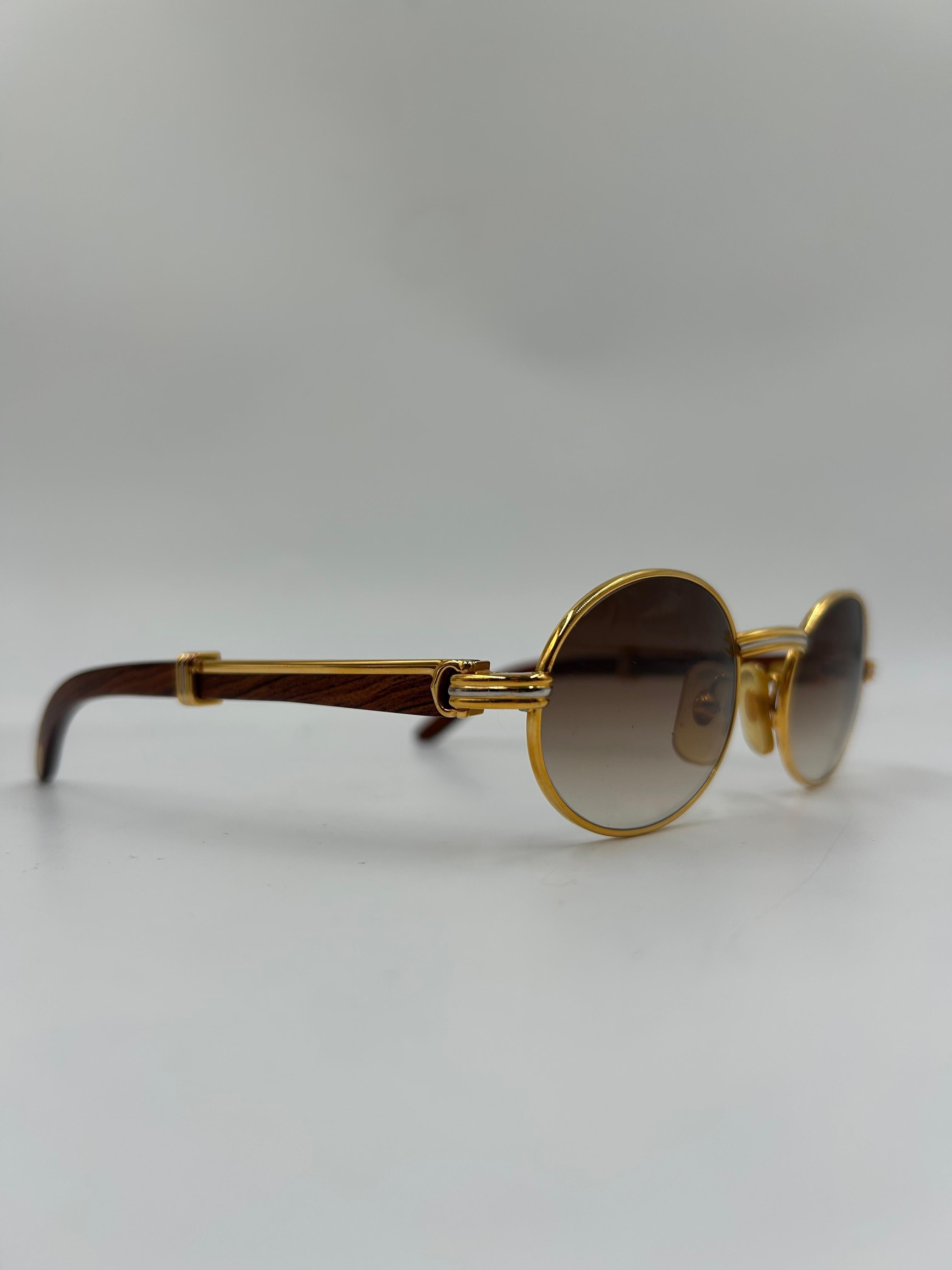 Vintage Cartier Wood Auteuil Gold und Edelholz braun Ombré Lens Sonnenbrille im Zustand „Gut“ im Angebot in Palm Beach, FL