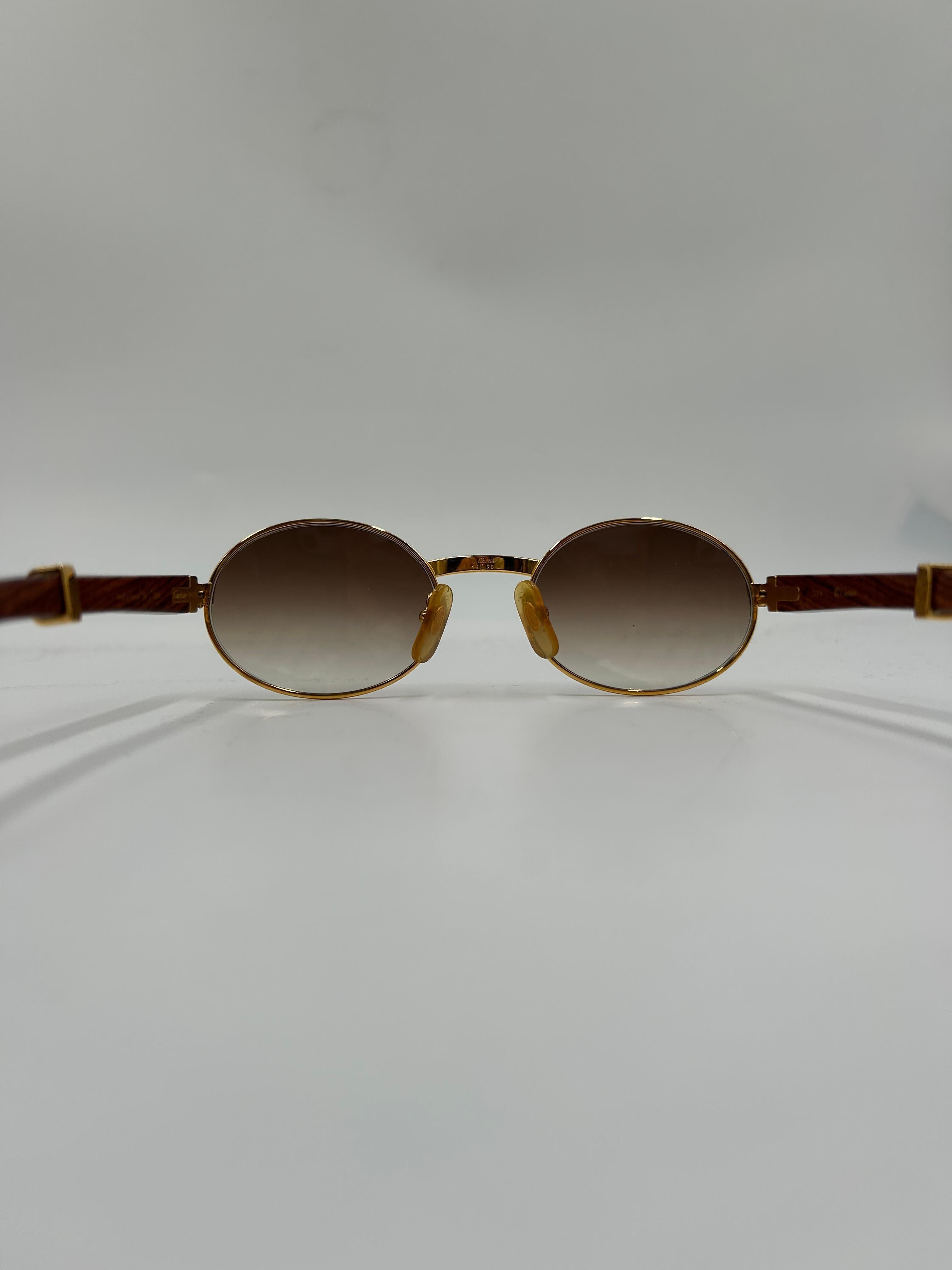 Vintage Cartier Wood Auteuil Gold und Edelholz braun Ombré Lens Sonnenbrille für Damen oder Herren im Angebot