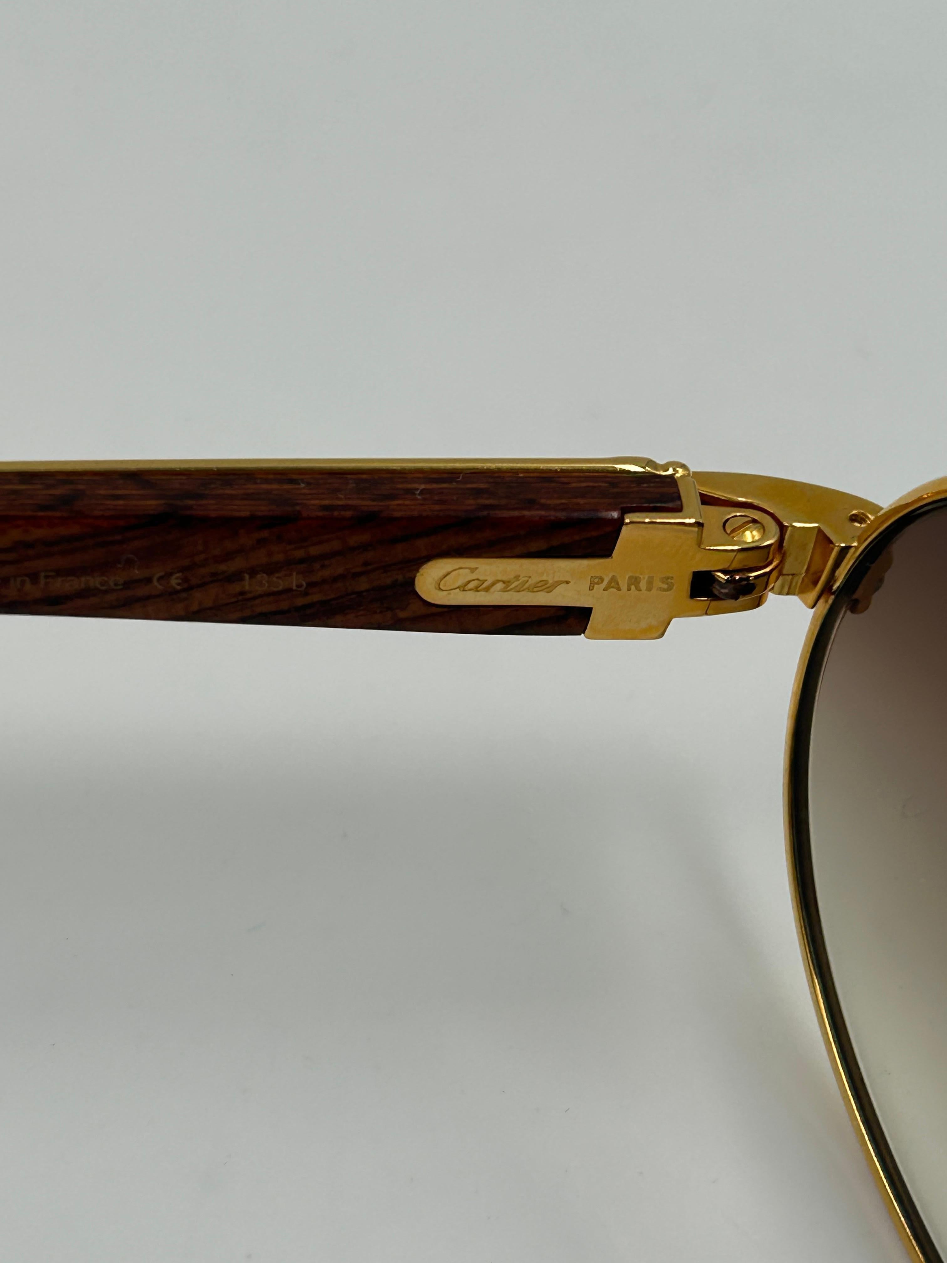Vintage Cartier Wood Auteuil Gold und Edelholz braun Ombré Lens Sonnenbrille im Angebot 2