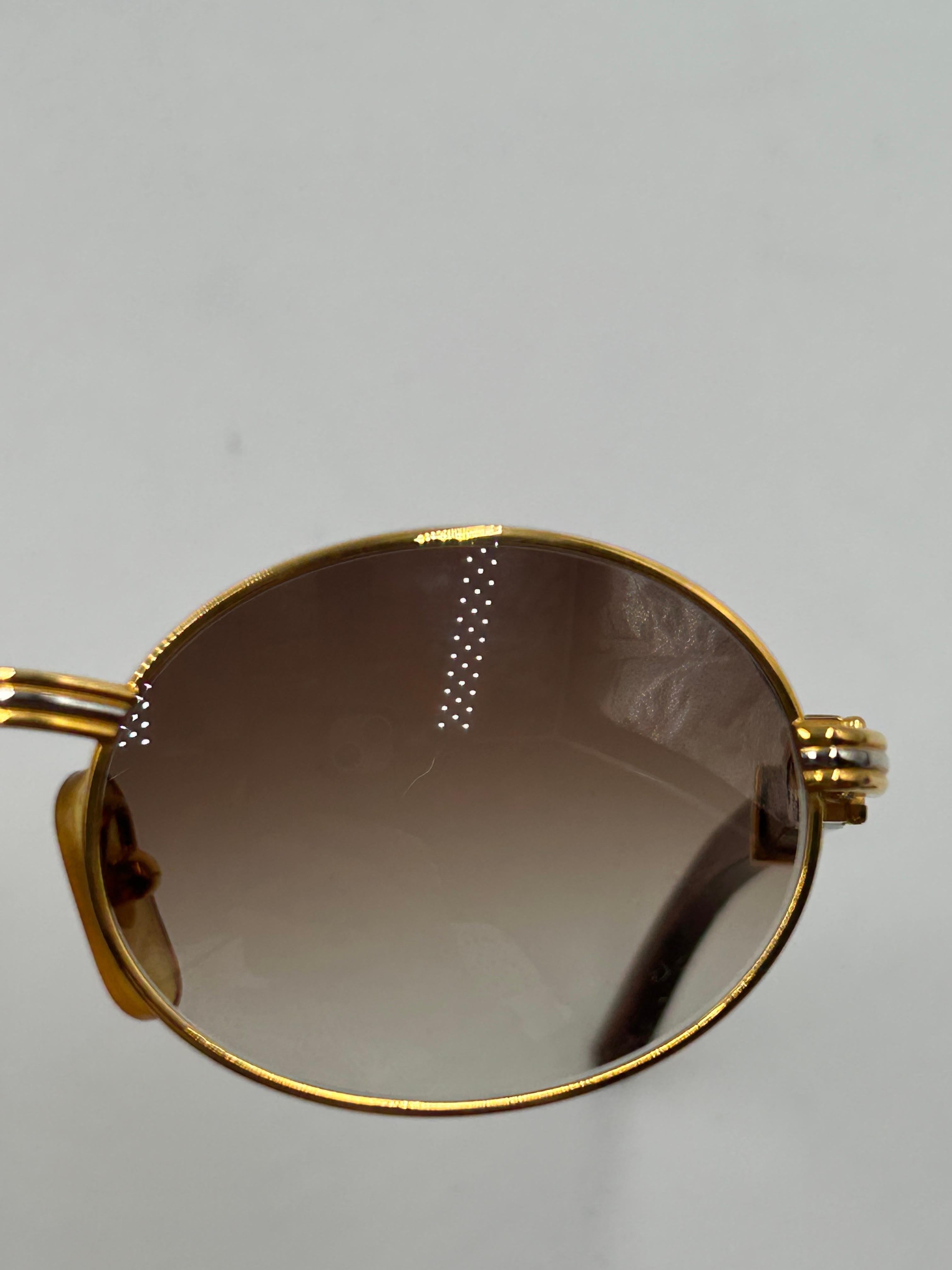 Vintage Cartier Wood Auteuil Gold und Edelholz braun Ombré Lens Sonnenbrille im Angebot 3