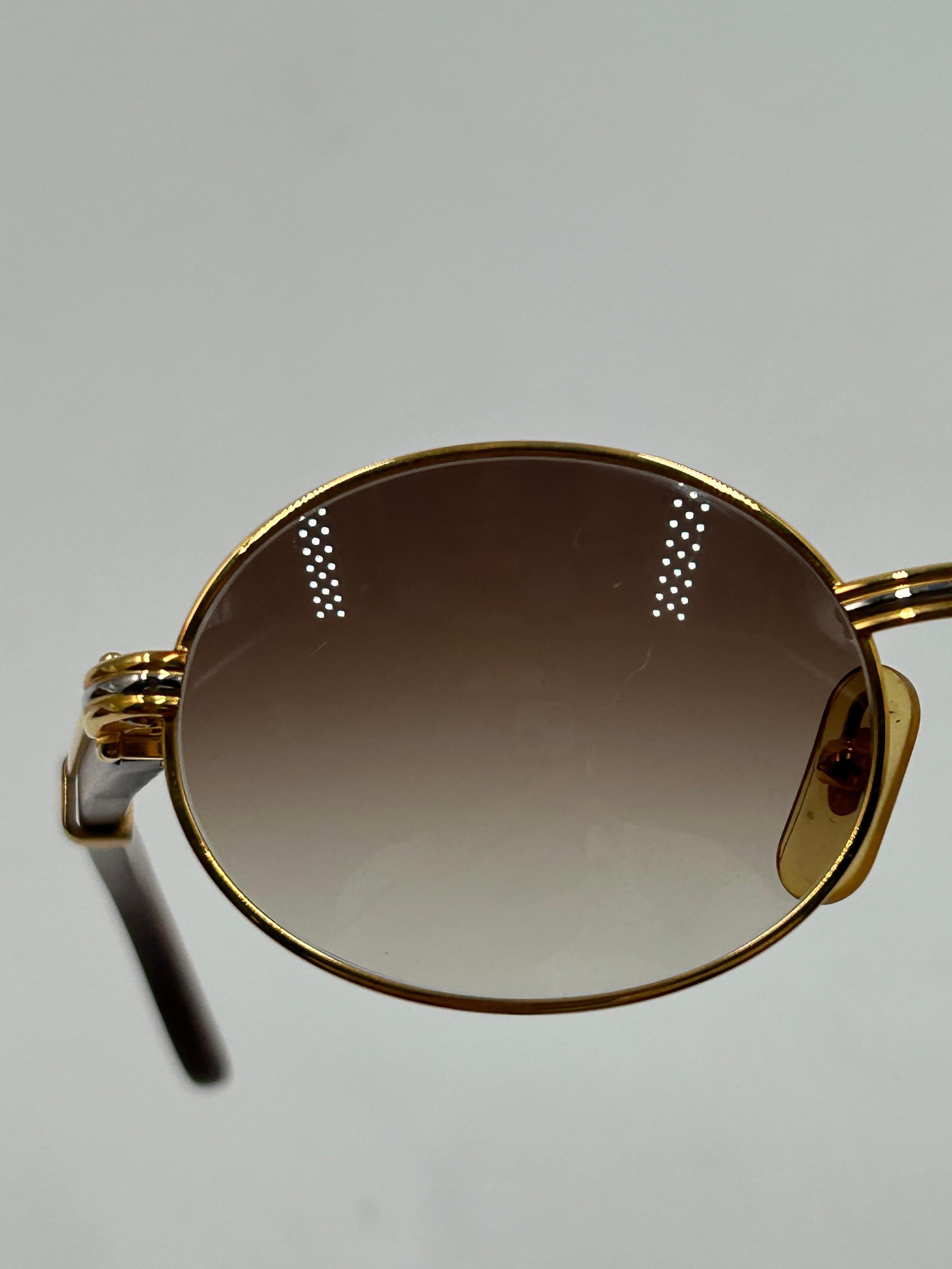 Vintage Cartier Wood Auteuil Gold und Edelholz braun Ombré Lens Sonnenbrille im Angebot 4