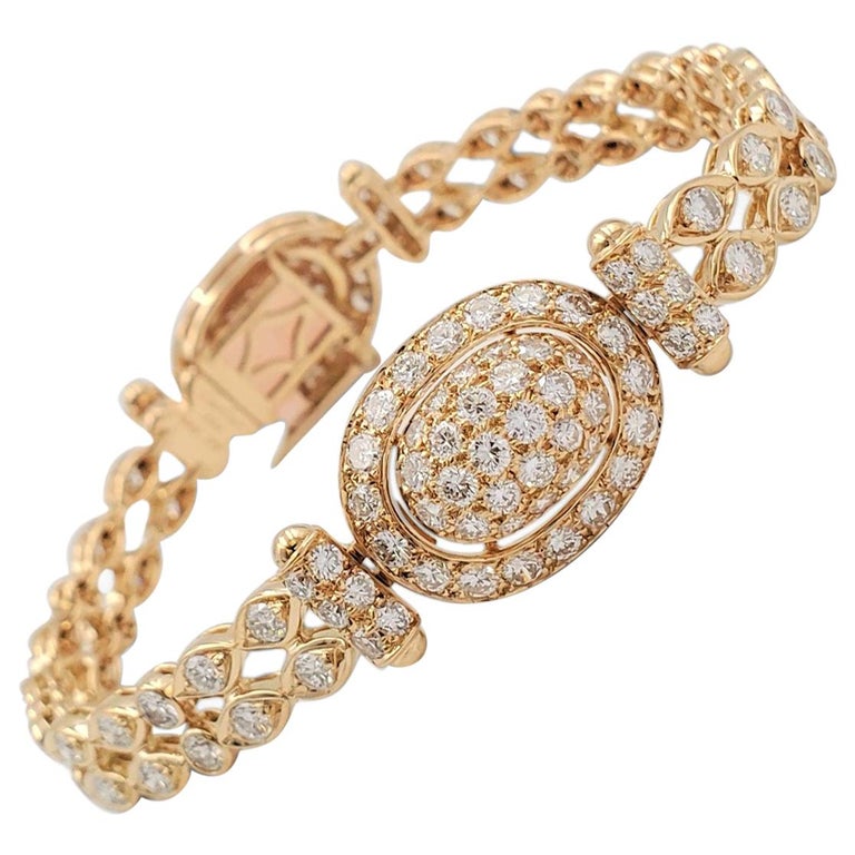 Vintage Cartier Yellow Gold and Diamond Bracelet at 1stDibs cartier